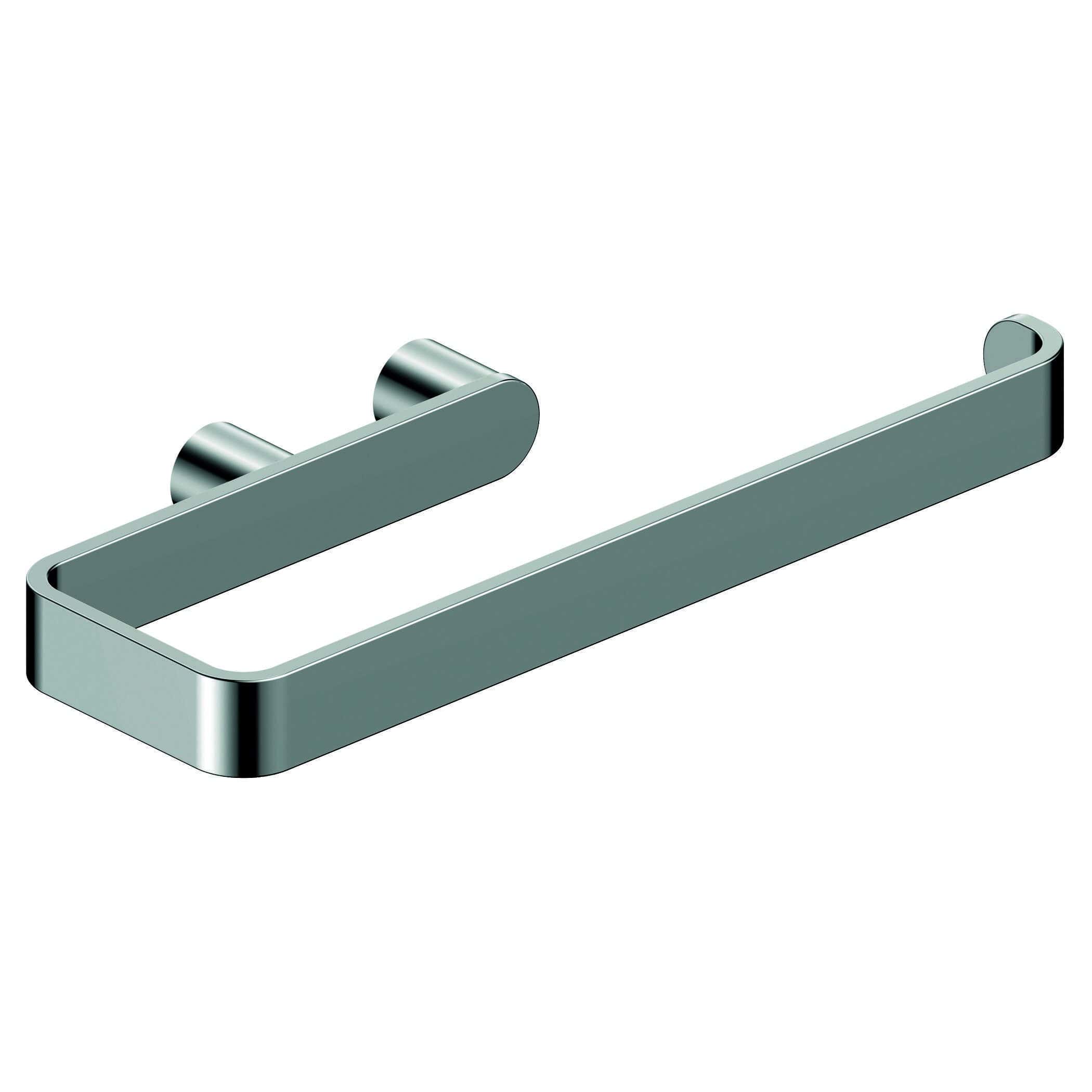 Polished chrome bathroom towel rail with modern sleek design, perfect for contemporary bathrooms, providing stylish storage and towel hanging solution.
