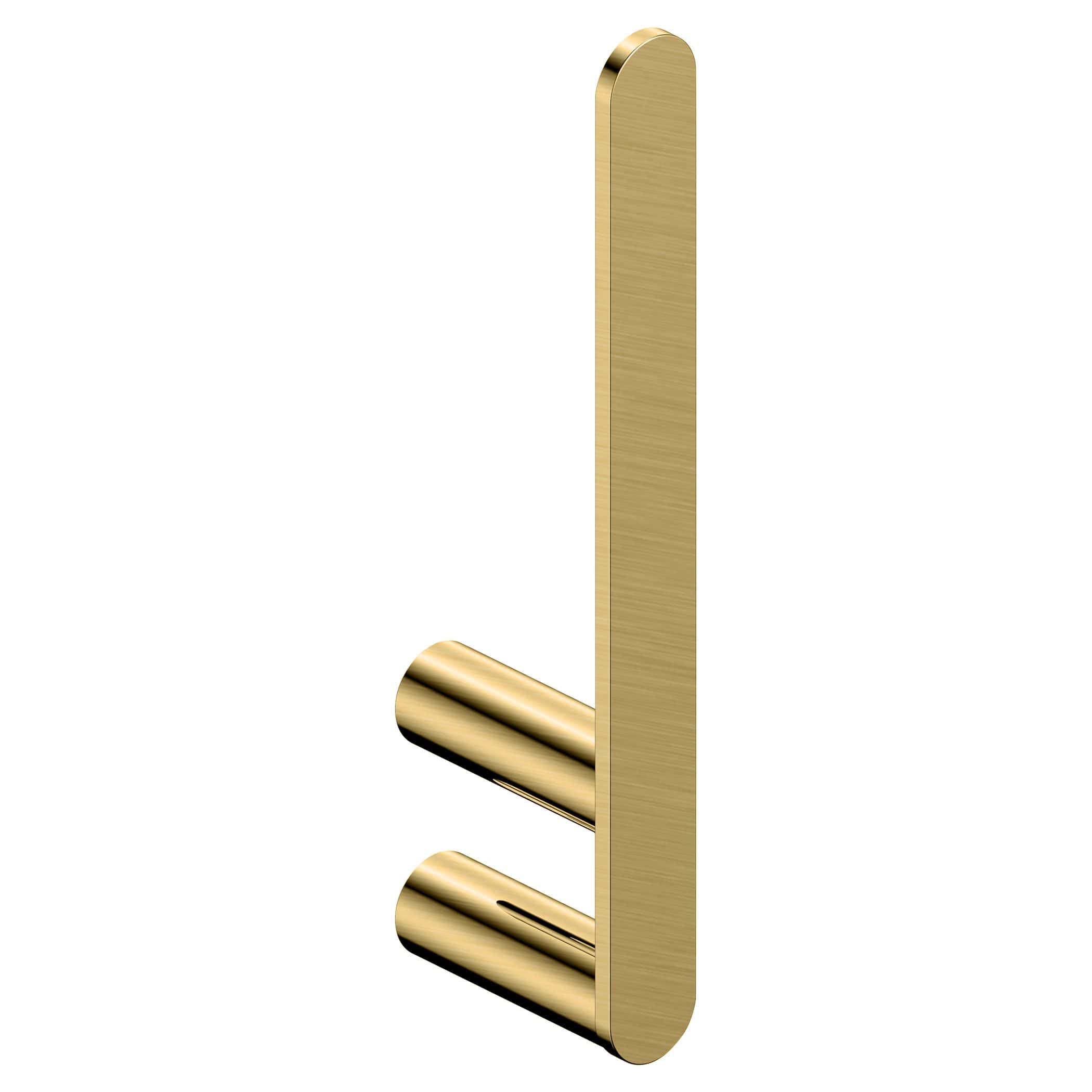 Brass bathroom hook organiser for towels and accessories, modern Gold-toned bathroom storage solution, elegant shower or bath hangers, durable chrome finish, stylish bathroom organisation.