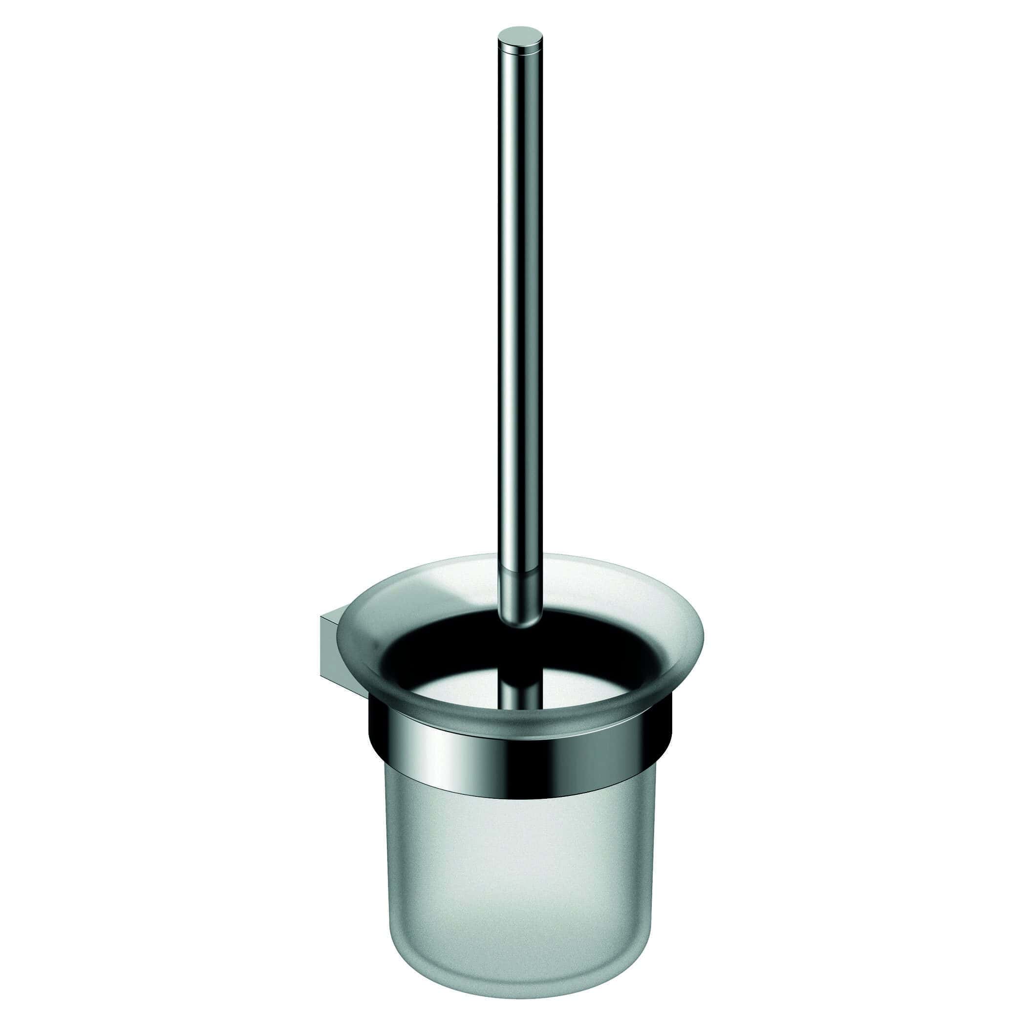 Sleek stainless steel toilet brush and holder for modern bathrooms, durable and easy to clean, ideal for maintaining hygiene and cleanliness in bathroom spaces.