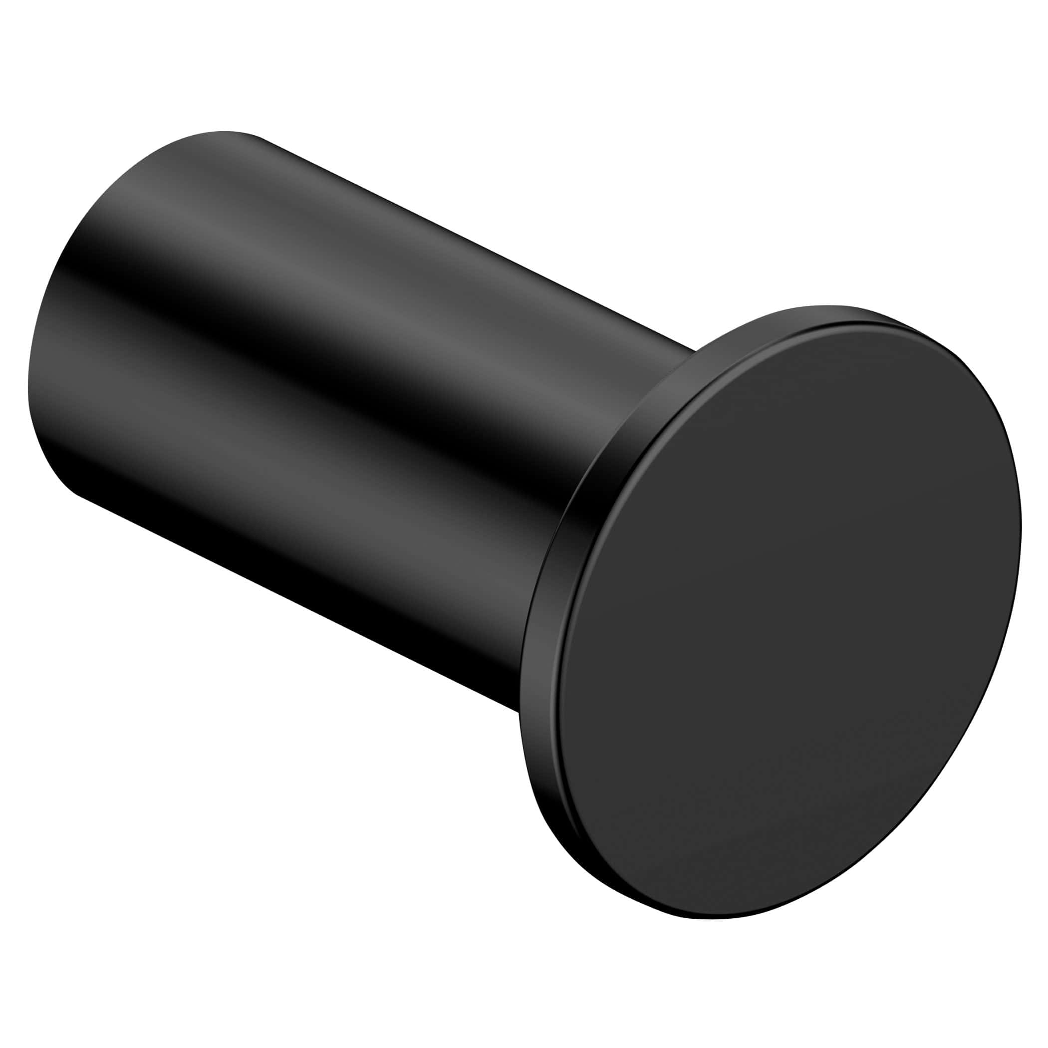 Black bathroom door handle knob, modern matte black finish for stylish and durable bathroom fixture, with sleek cylindrical design perfect for contemporary bathroom interiors.