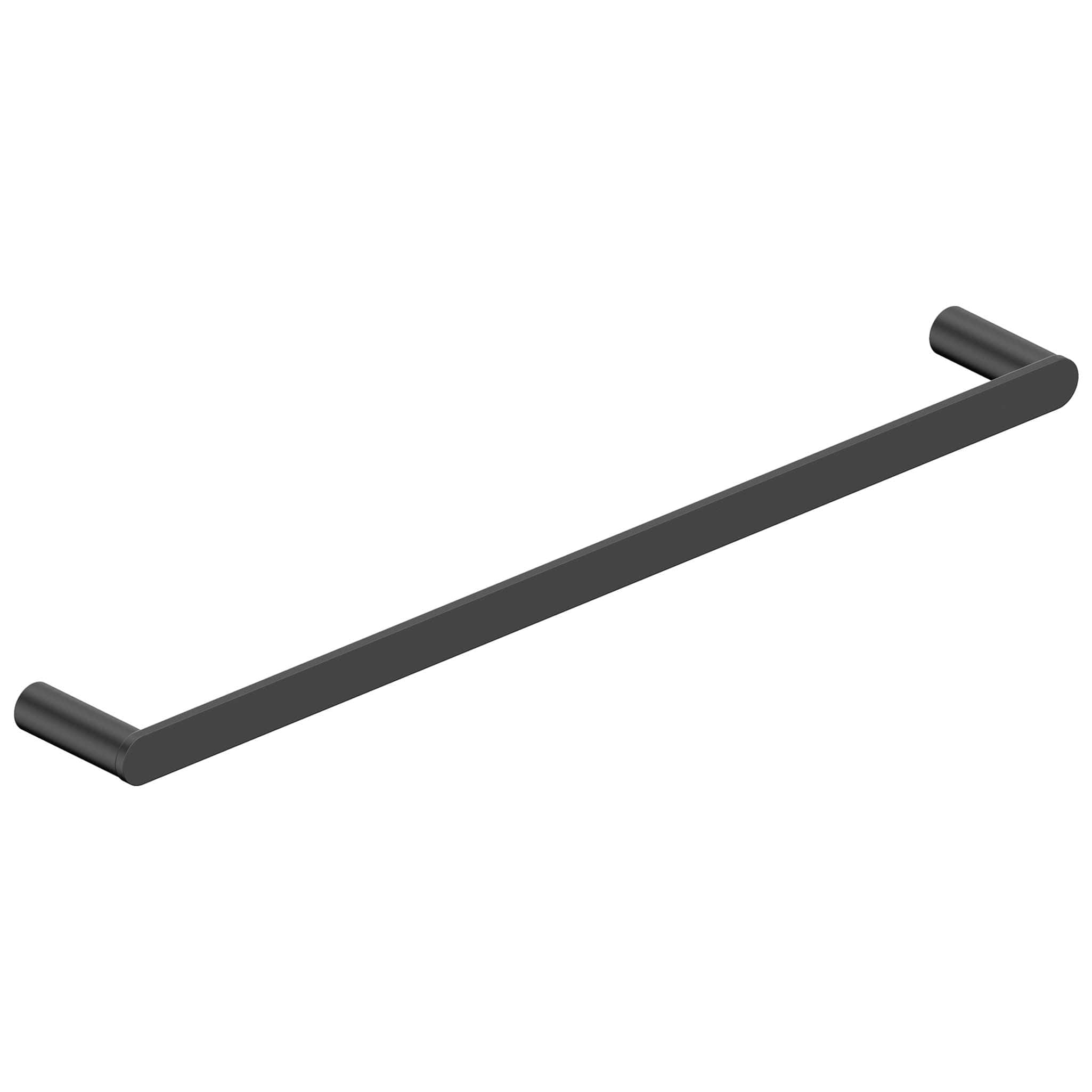 Sleek black bathroom towel rail with modern minimalist design, perfect for contemporary bathrooms, providing stylish and functional towel storage.