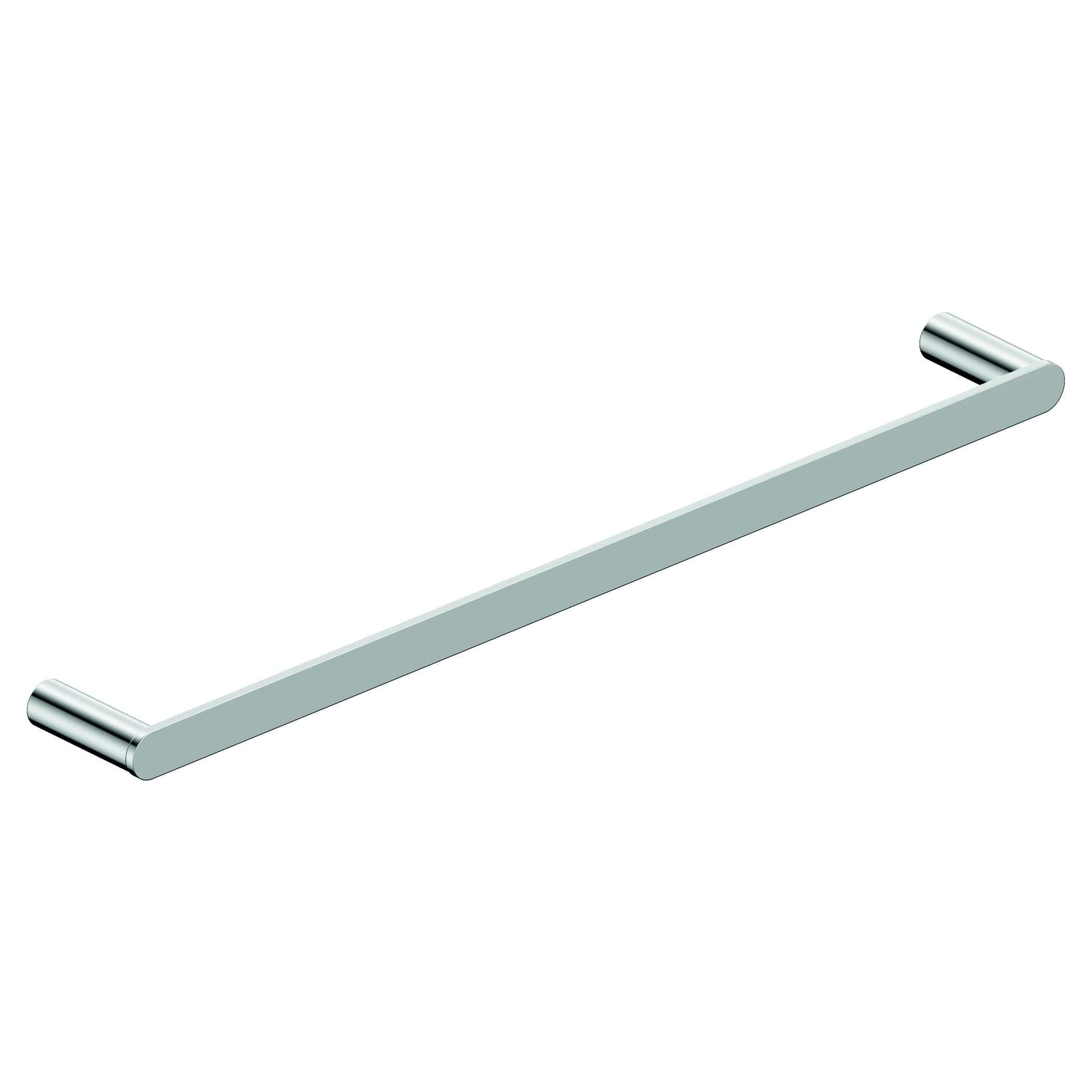 Sleek modern bathroom towel rail in chrome finish, ideal for contemporary bathrooms, offering a stylish and functional solution for towel storage and drying.