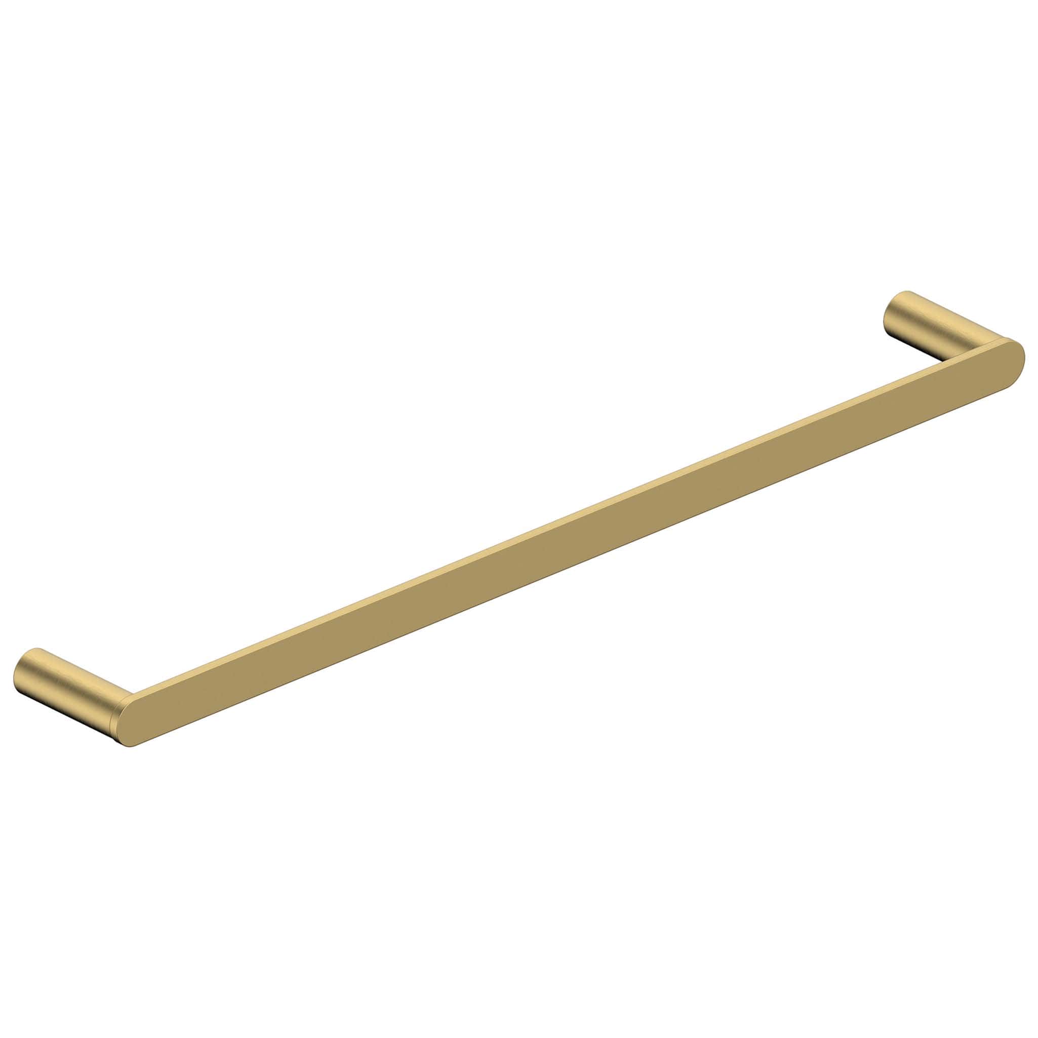 Sleek gold towel rail for modern bathrooms with a minimalist design, providing functional and stylish towel storage. Durable metal construction enhances bathroom decor with elegant, contemporary appeal.