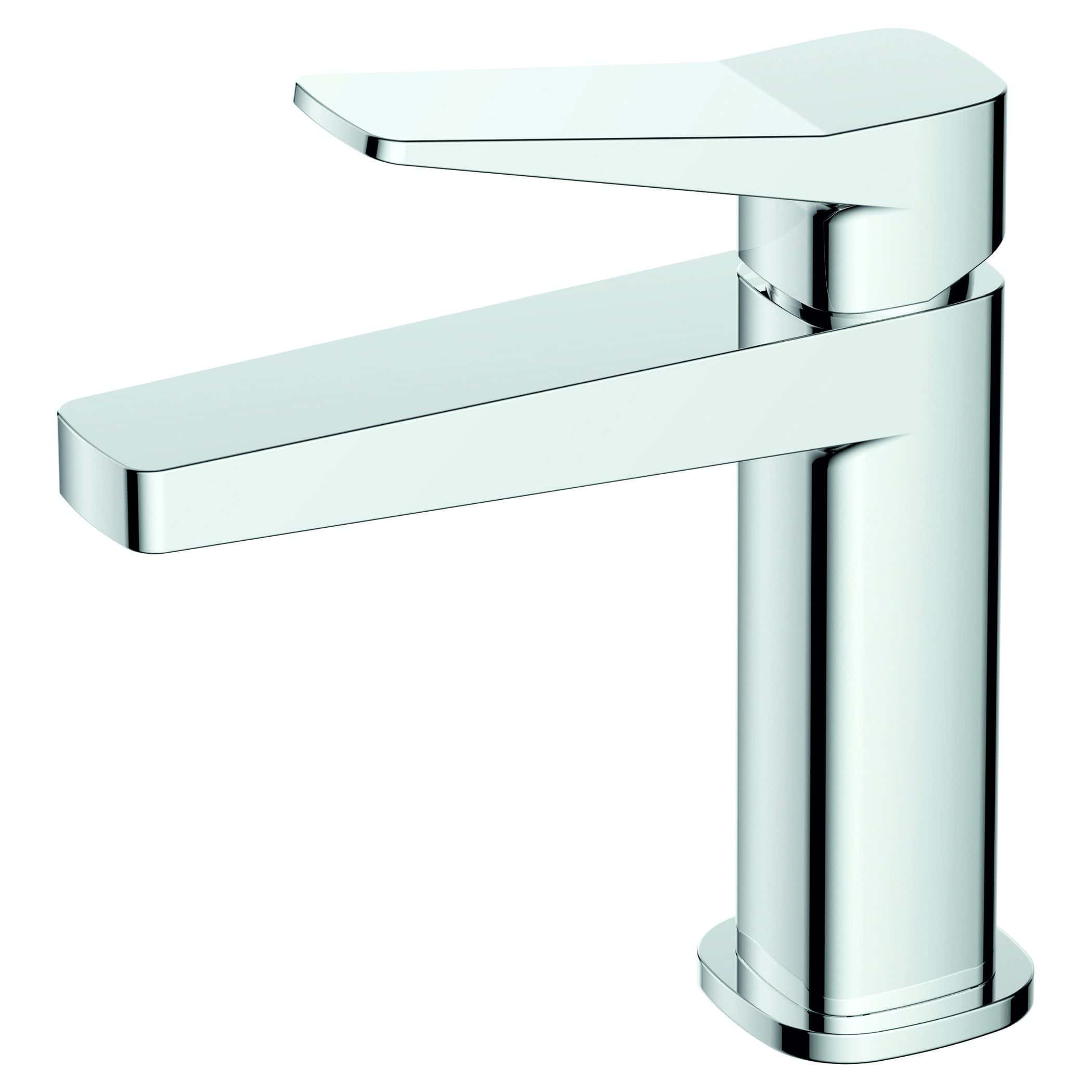 Sleek modern chrome bathroom faucet with a minimalist design, perfect for contemporary bathroom vanity sinks. Durable and stylish, ideal for upgrading bathroom fixtures.