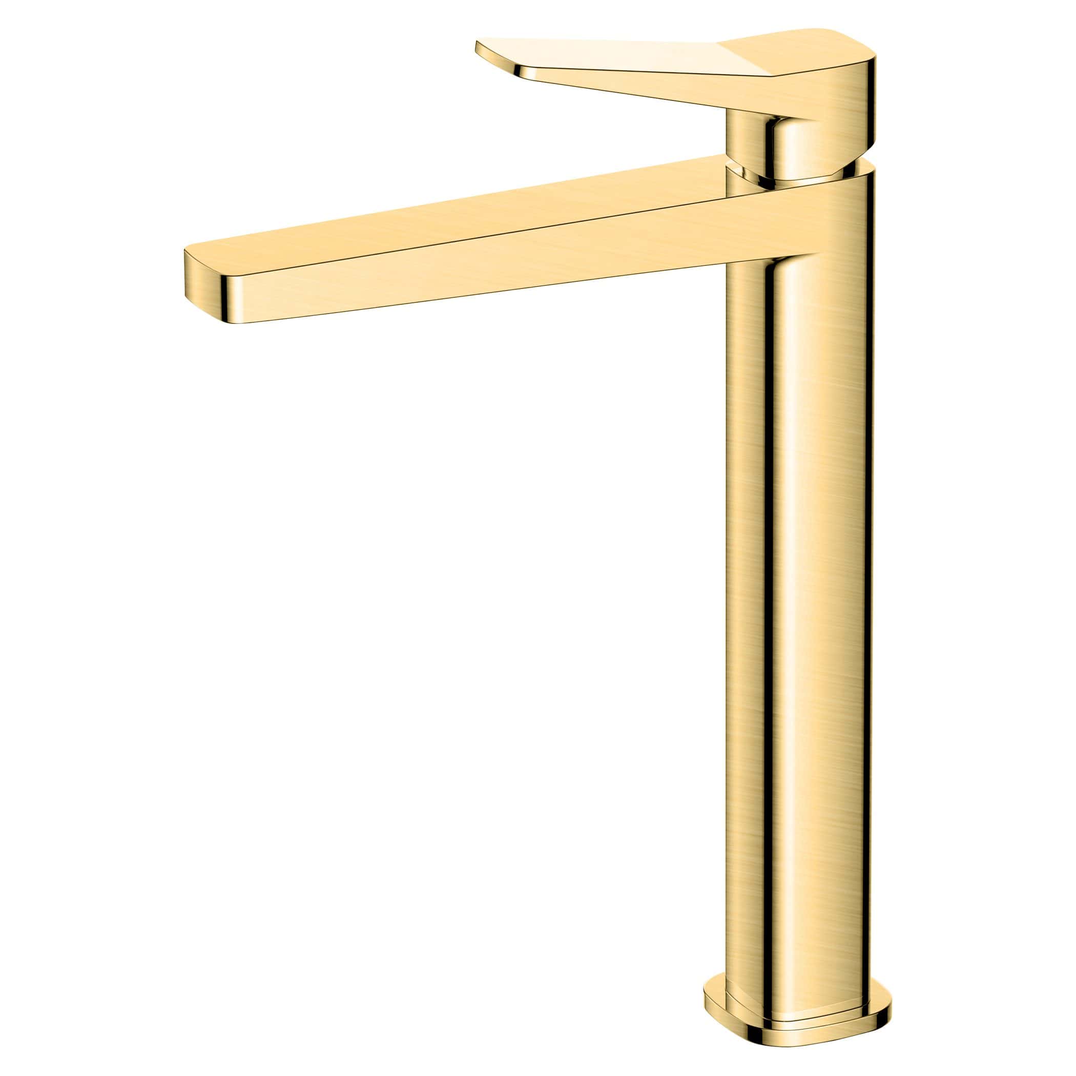 Gold finish bathroom tap with modern sleek design, ideal for luxury bathrooms, kitchen or basin fixtures, durable and stylish.