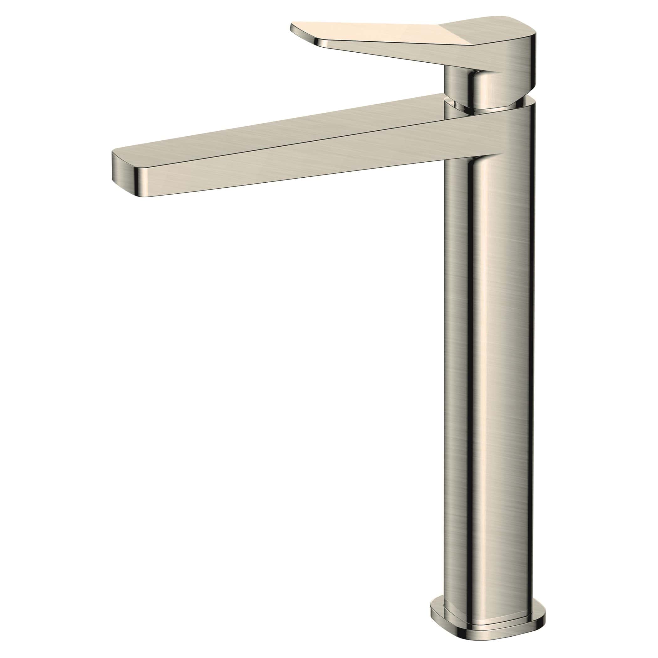 Polished stainless steel bathroom faucet with modern minimalist design, ideal for contemporary bathroom renovations and high-end fixtures.