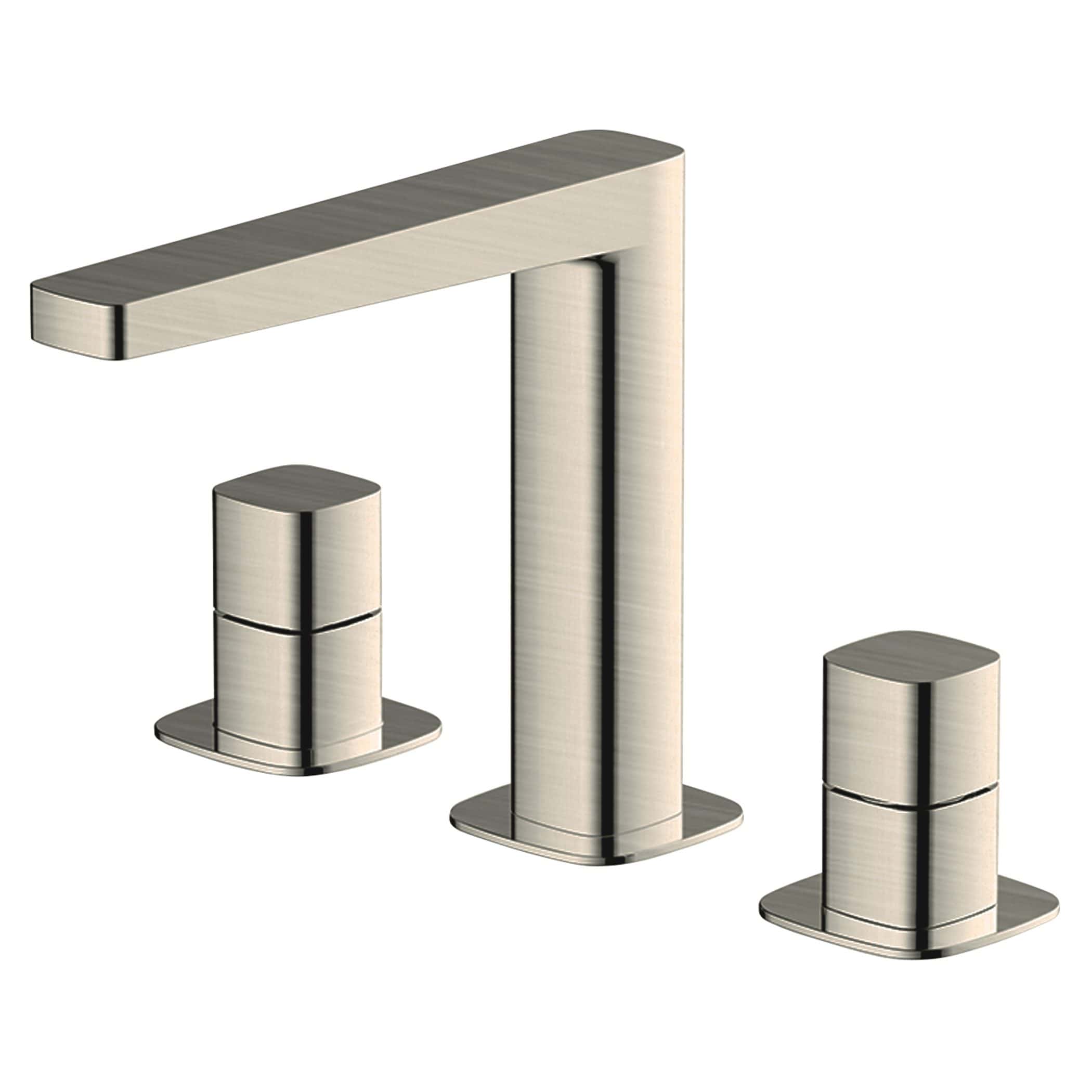 Sleek stainless steel bathroom tap with modern design, featuring dual handles and a high-arc spout, ideal for contemporary bathroom renovations and fixtures.