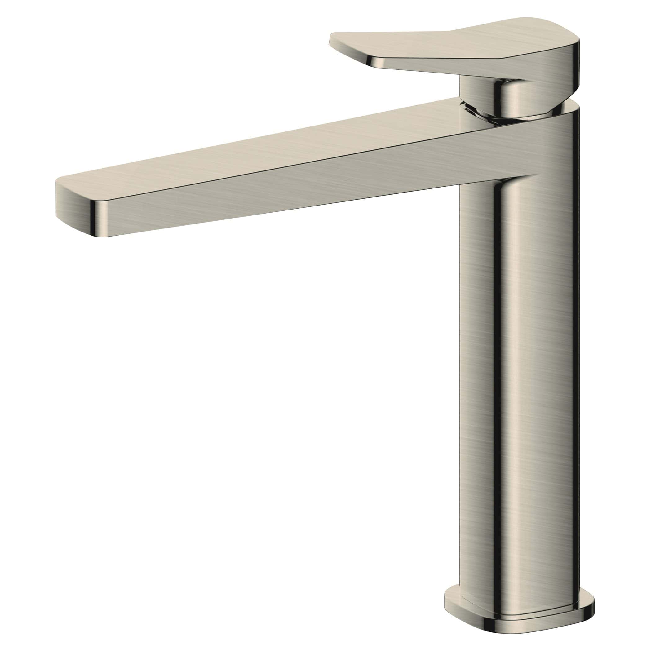 Brushed stainless steel bathroom tap, modern sleek design for stylish bathroom sinks and washbasins. Perfect for contemporary bathroom upgrade or renovation.