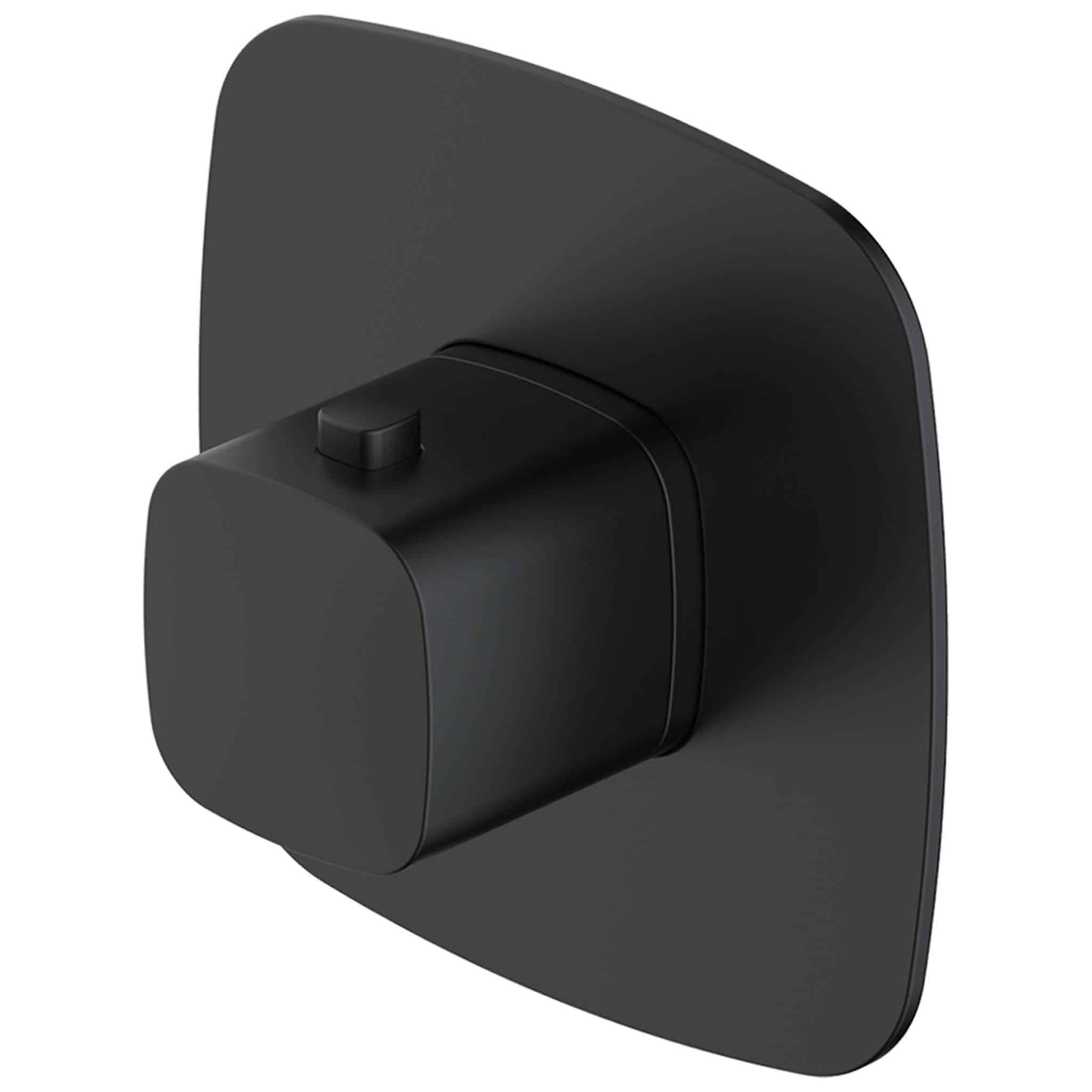 Modern black shower valve for luxury bathroom fittings and installations.