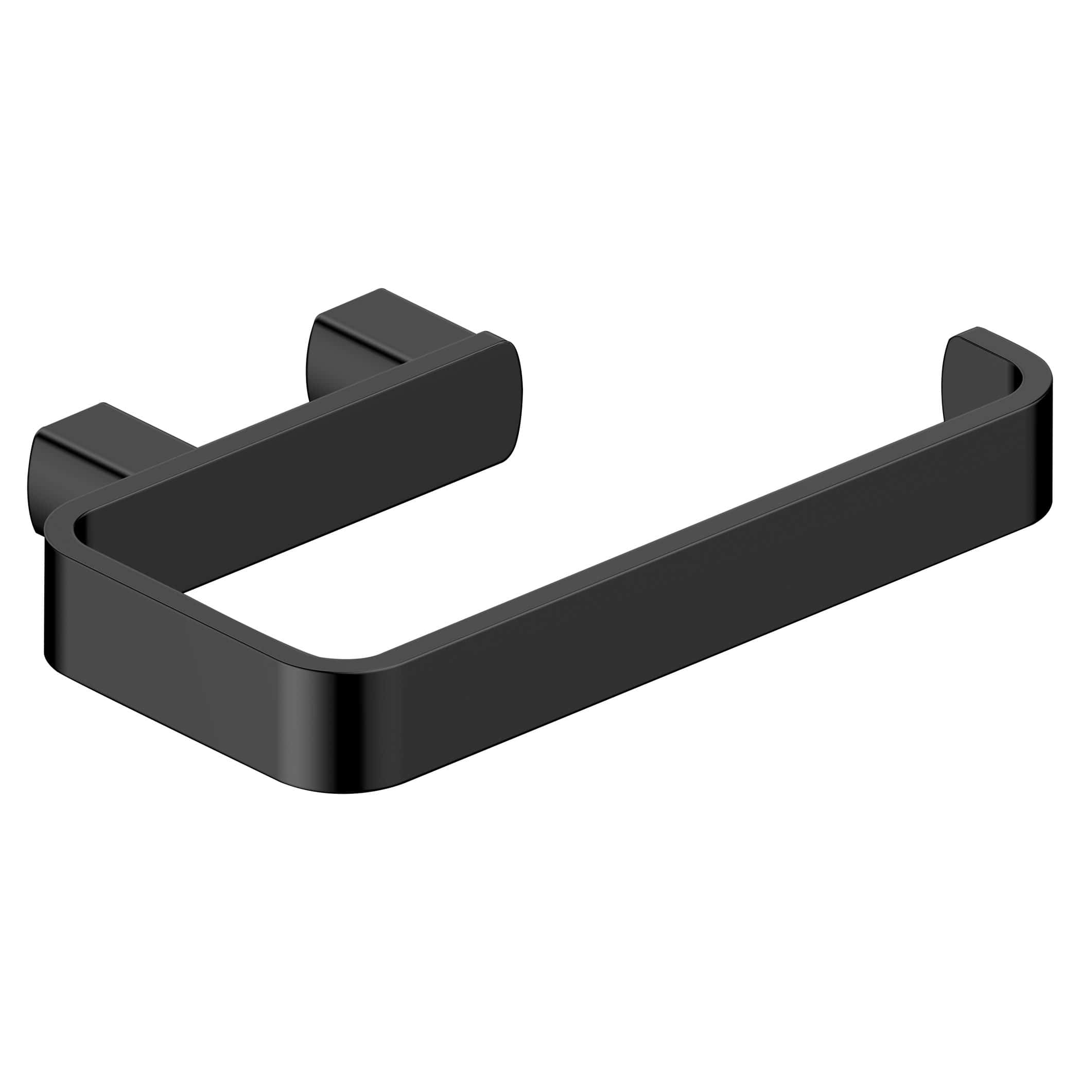 Sleek matte black bathroom towel holder for modern bathroom decor, wall-mounted with easy installation, durable steel construction.