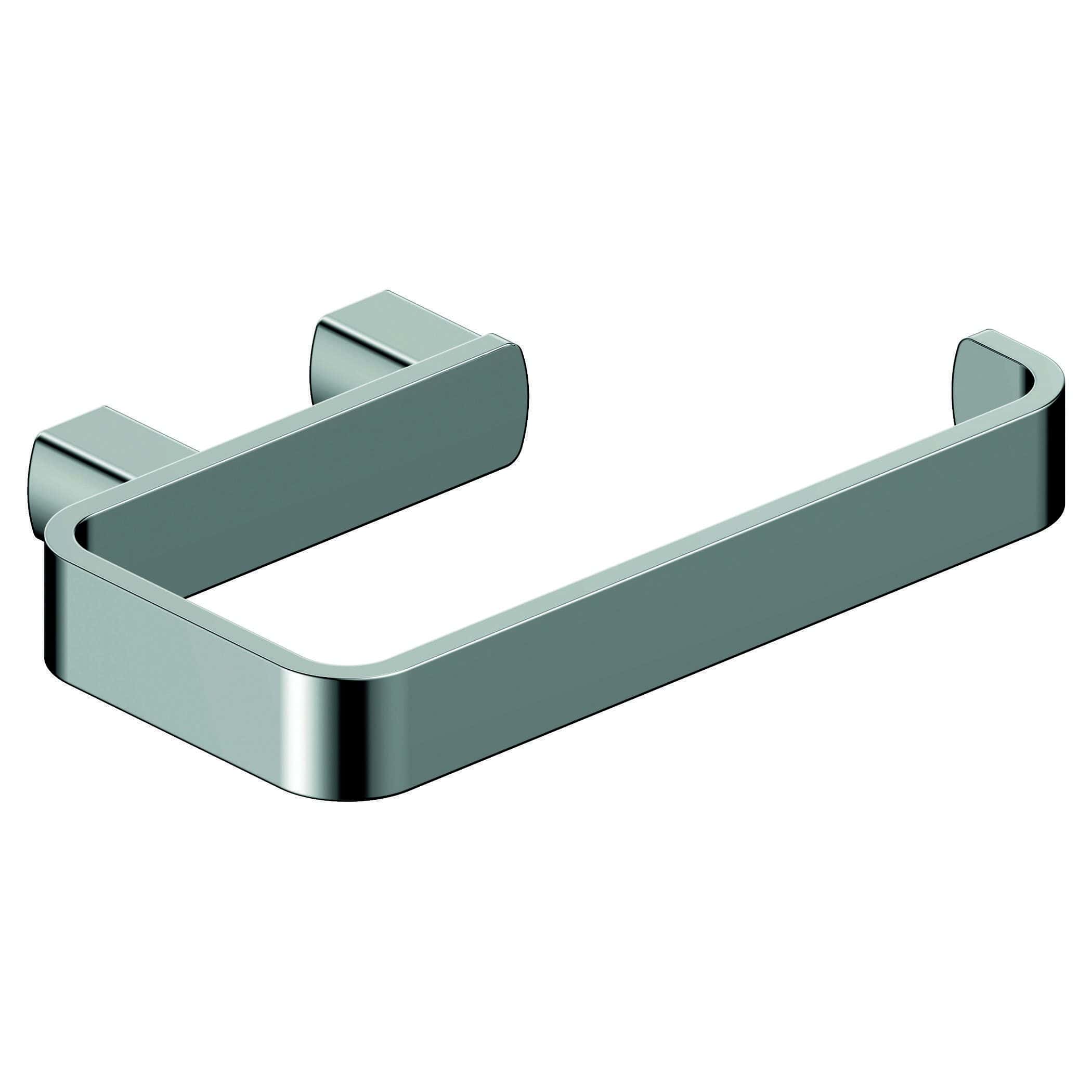 Sleek chrome-topped bathroom towel rail with a modern, minimalist design for hanging towels. Ideal for bathroom organisation and adding contemporary style.