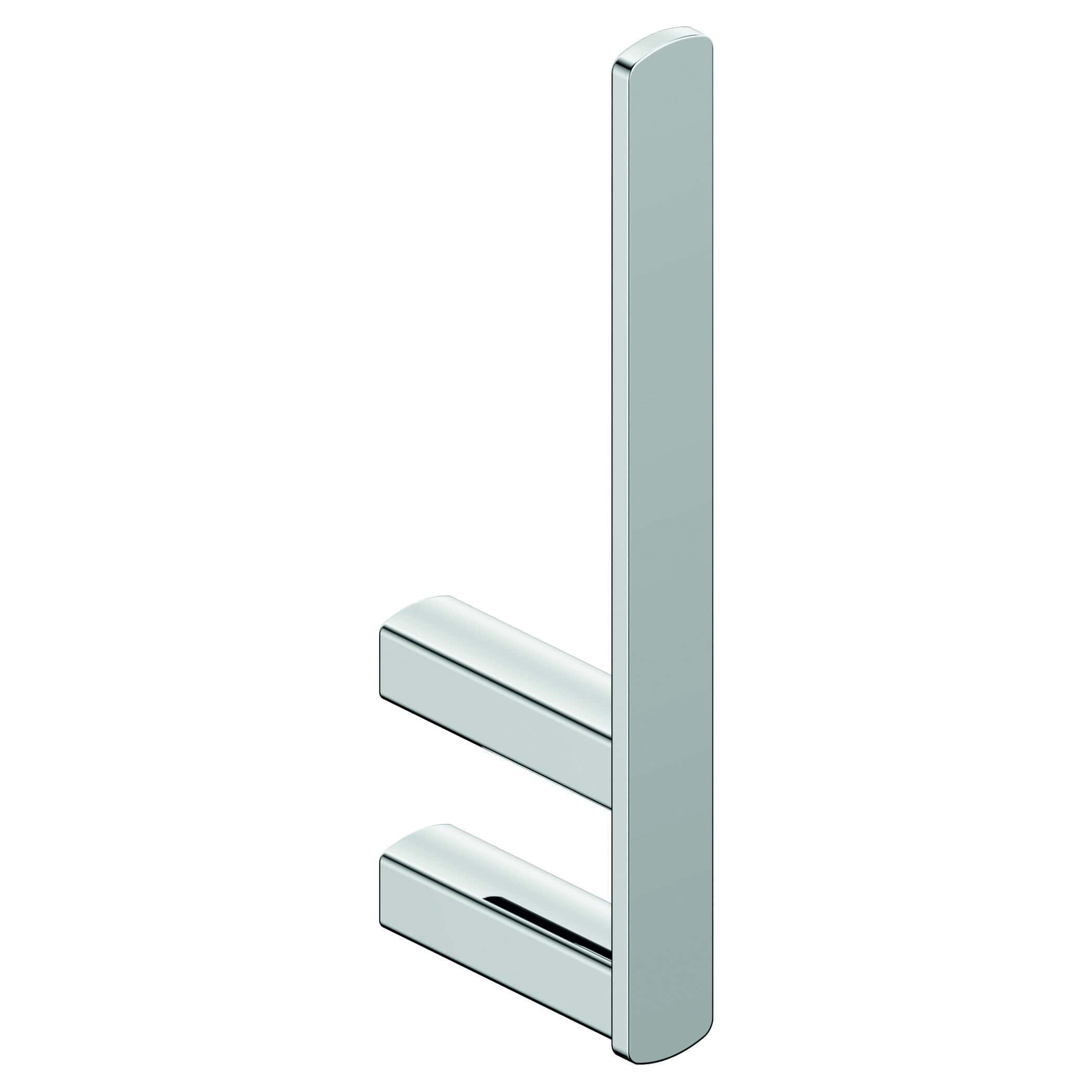 Slim modern chrome bathroom shelf organiser with two tiers, ideal for toiletries and accessories, stylish storage solution from Bubly Bathrooms.