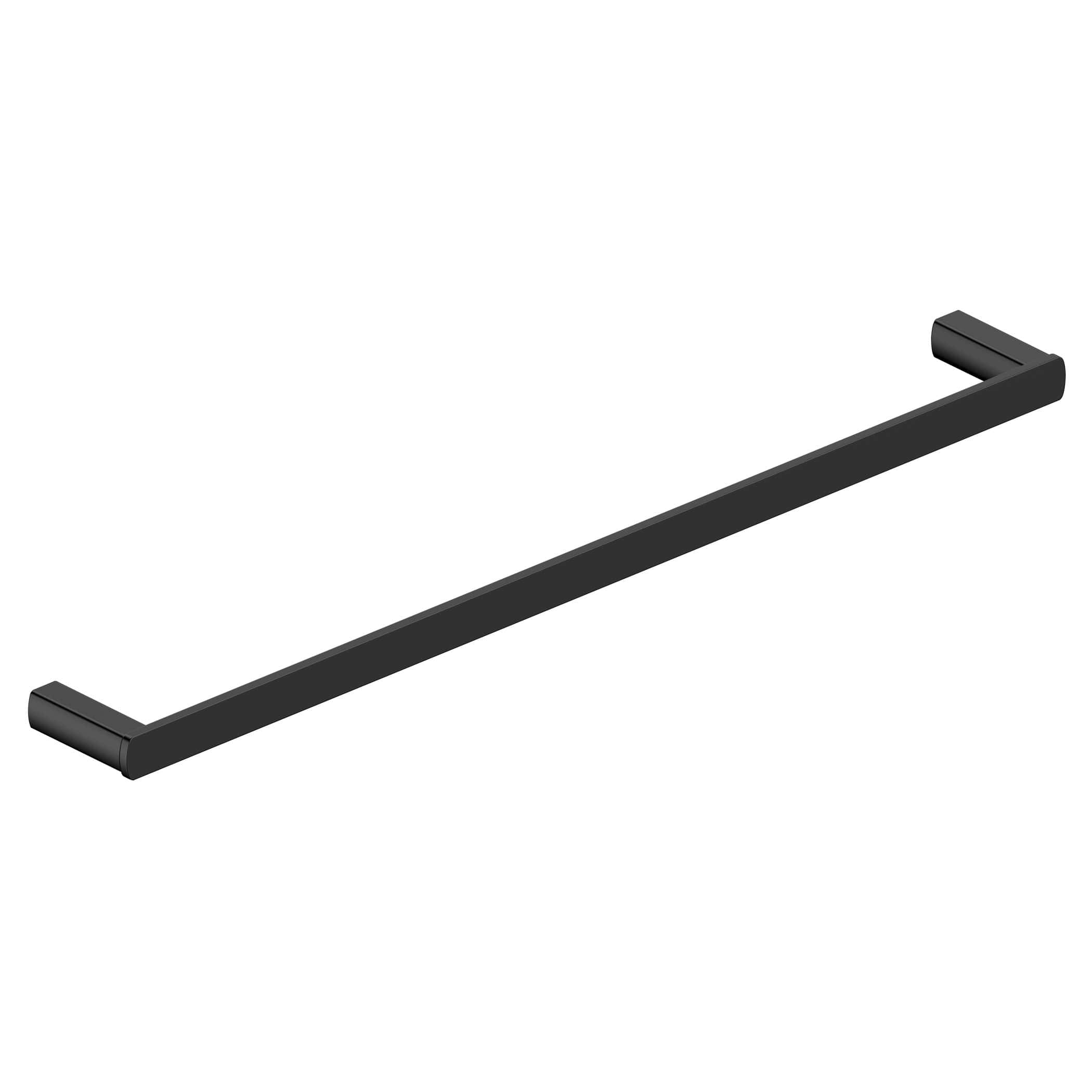 Black modern bathroom towel rail - contemporary black towel bar for stylish bathrooms, easy to install, durable metal finish, perfect for towels and hand towels in elegant bathroom designs.