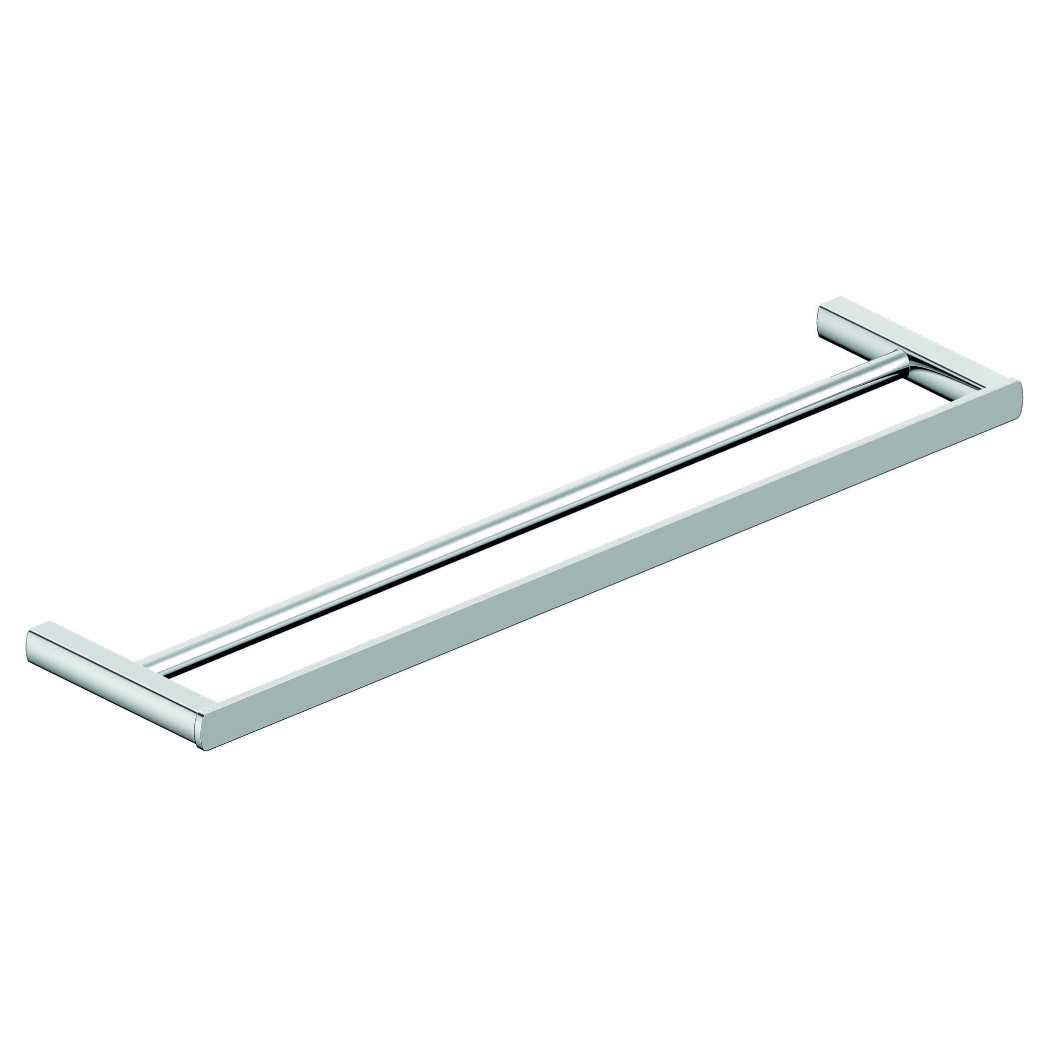 Polished chrome towel rail with sleek modern design, ideal for contemporary bathrooms, easy to install, and perfect for keeping towels warm and dry. Great for bathroom decor and functionality.