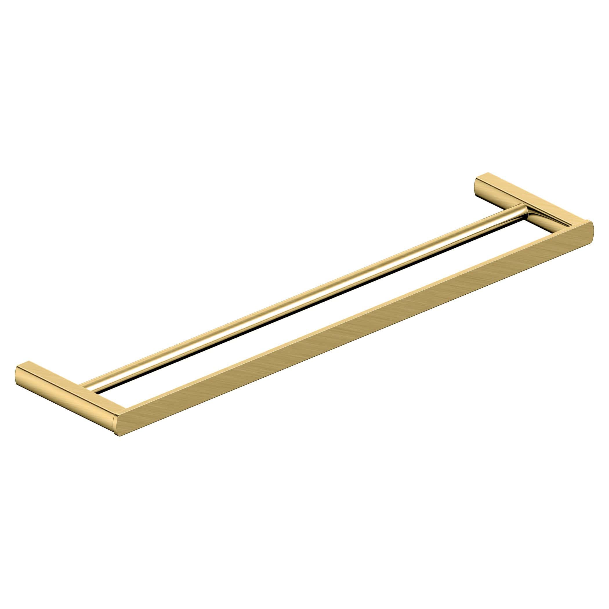 Sleek gold towel rail for modern bathrooms, durable and rust-resistant, perfect for hanging towels and bath linens, designed by Bubly Bathrooms for elegant bathroom solutions.