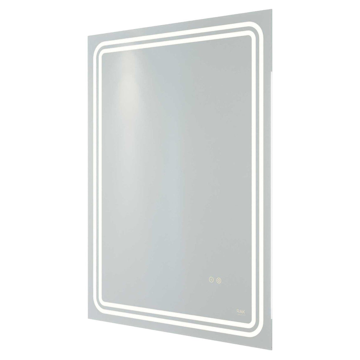 Illuminated LED bathroom mirror with touch sensor, modern design, suitable for vanity lighting and grooming routines, providing clear reflection in contemporary bathrooms.
