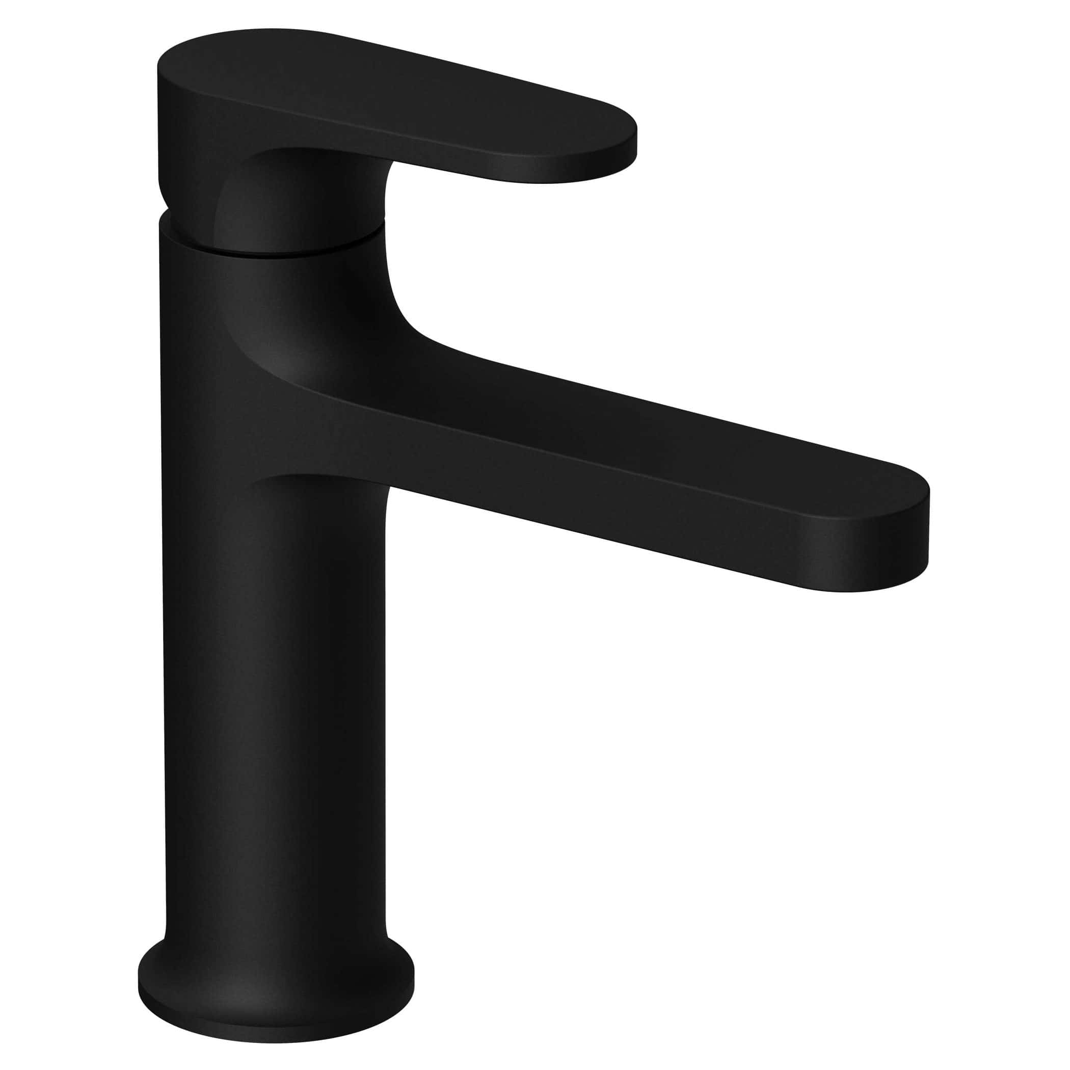 Black modern bathroom sink mixer tap, sleek matte finish, ideal for contemporary bathroom renovations, high-quality ceramic cartridge, and durable metal construction.