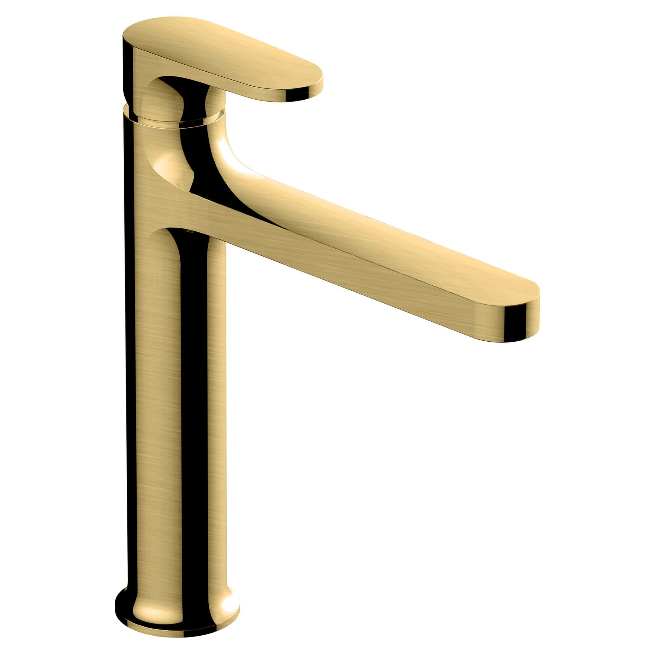 Golden brushed brass bathroom tap for modern and stylish kitchen or bathroom sinks, durable and corrosion-resistant fixture.