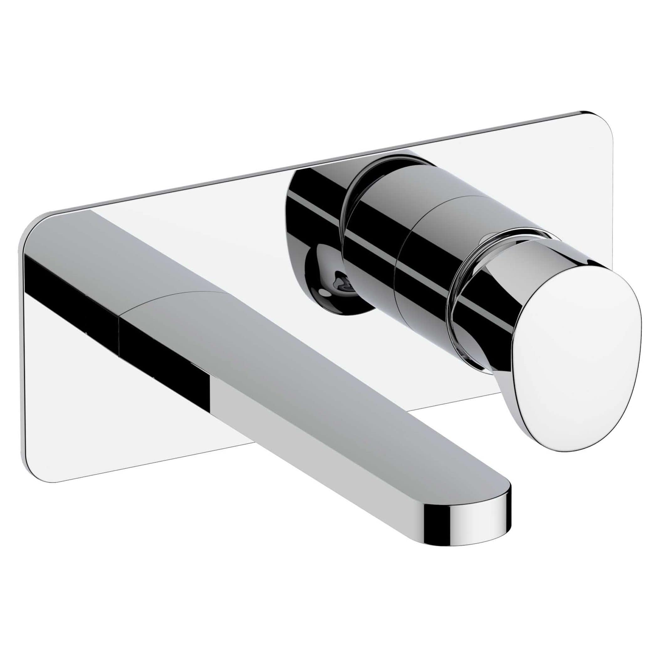 Chromed bathroom faucet with modern sleek design, wall-mounted taps for bathroom sink. Premium quality fixtures from Bubly Bathrooms.
