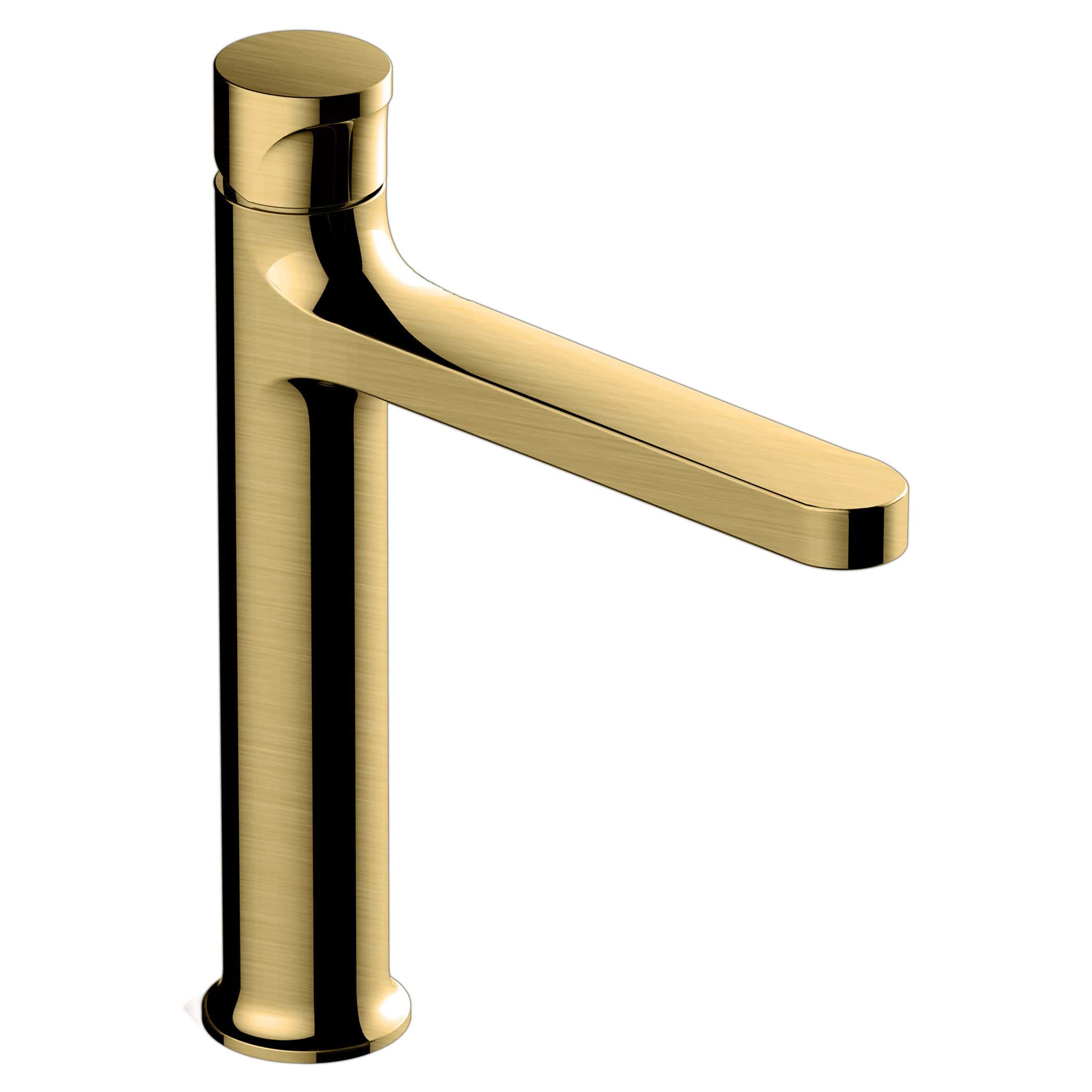 Brass finish modern bathroom monobloc tap with sleek design, suitable for high-end bathroom renovation, featuring durable construction and elegant aesthetics.