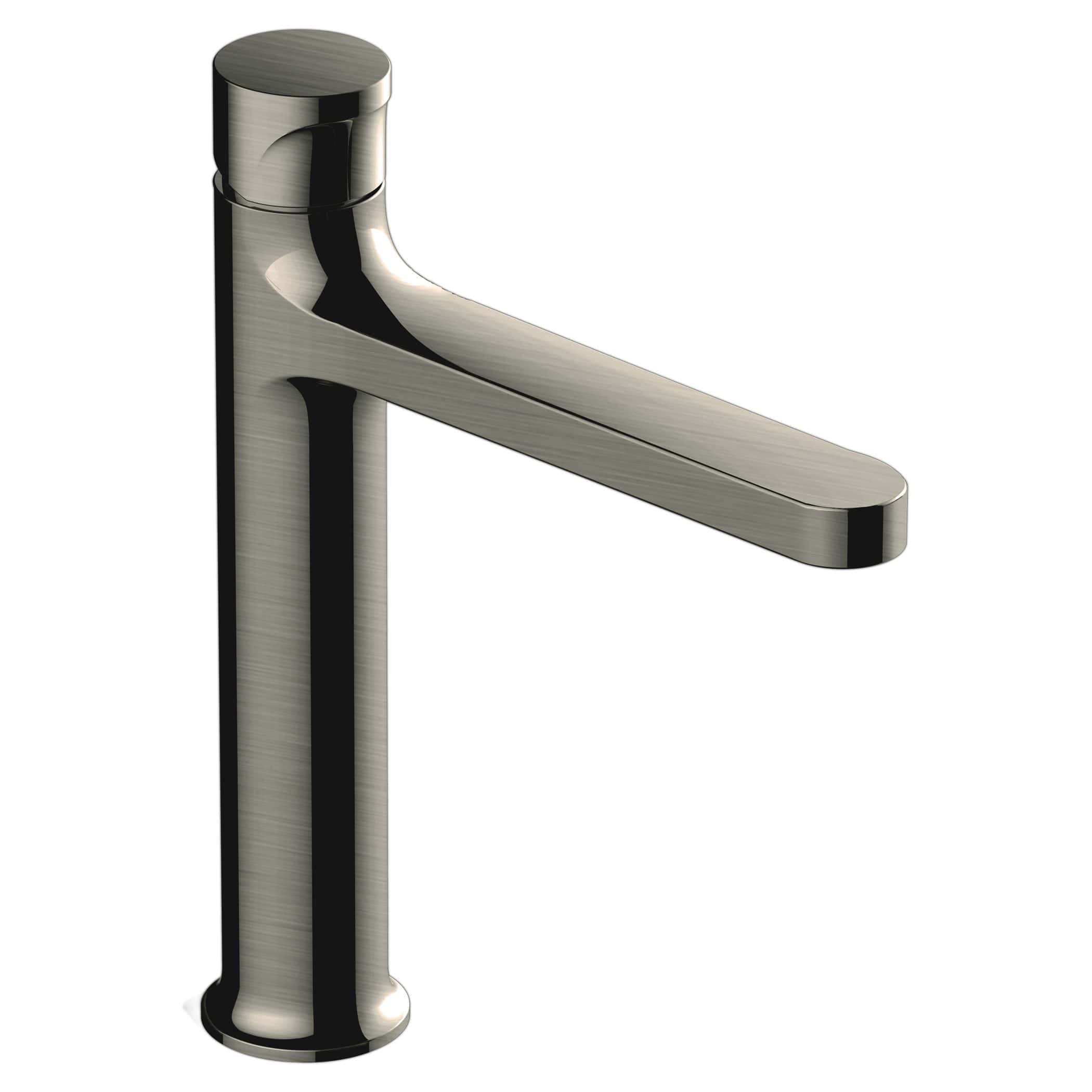 Polished stainless steel modern bathroom basin mixer tap for contemporary bathroom decor.