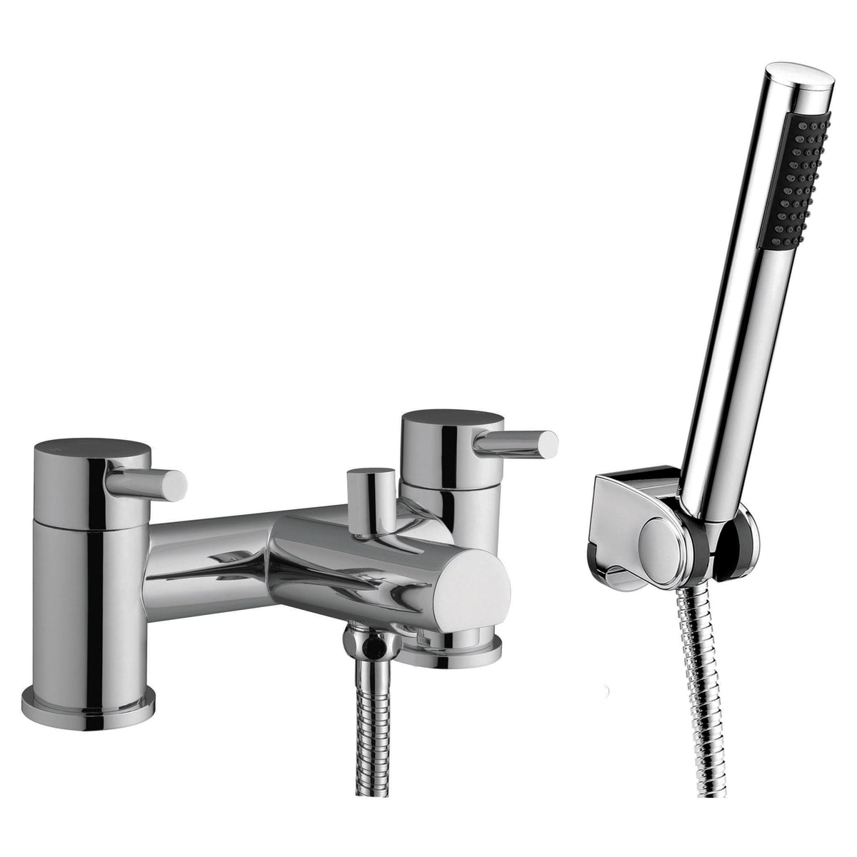 Chrome bathroom faucet with hand shower attachment, modern and sleek design, ideal for stylish bathrooms. Perfect for upgrading your bathroom fixtures with contemporary chrome fittings.