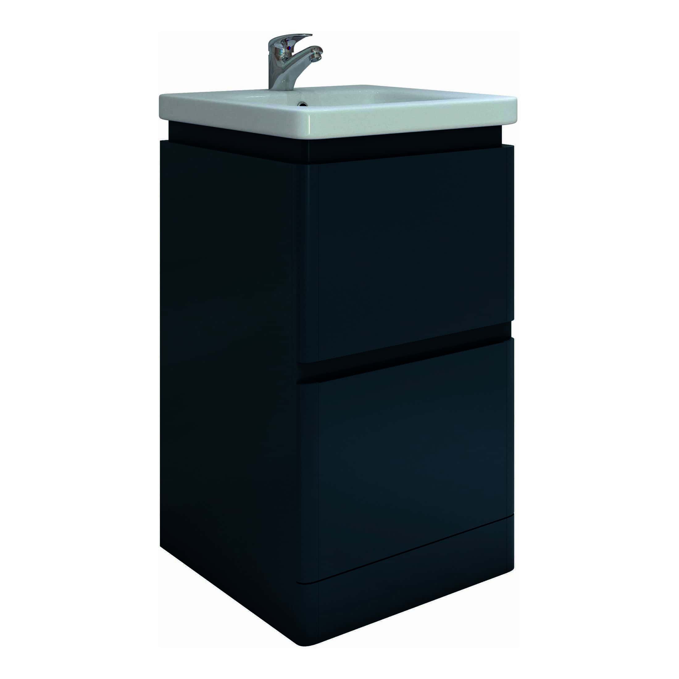 Modern bathroom vanity unit with integrated sink for stylish bathroom storage and organisation. Perfect for contemporary bathroom designs and space-saving solutions.