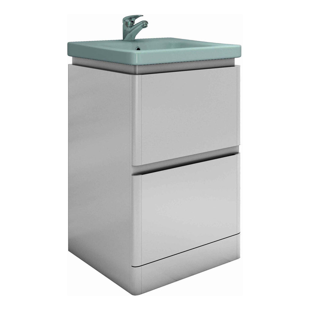 Modern bathroom vanity with integrated sink and storage cabinet, ideal for stylish and functional bathroom decor. Perfect for compact spaces, offering sleek design and practicality for bathroom renovations.