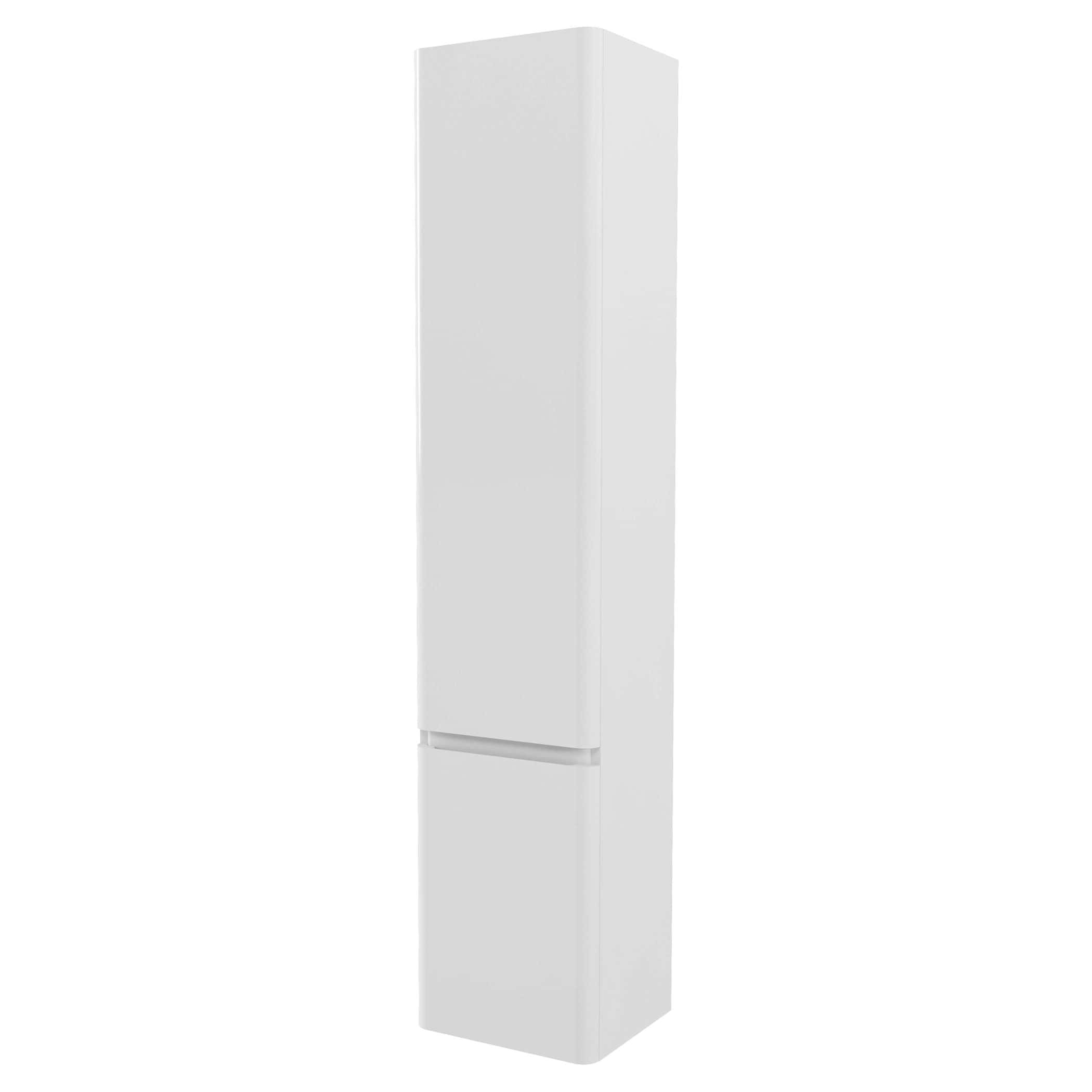 Sleek white freestanding bathroom cabinet with double doors, modern storage solution for bathroom organisation, durable finish, minimalist design, optimise bathroom space with Bubly Bathrooms.