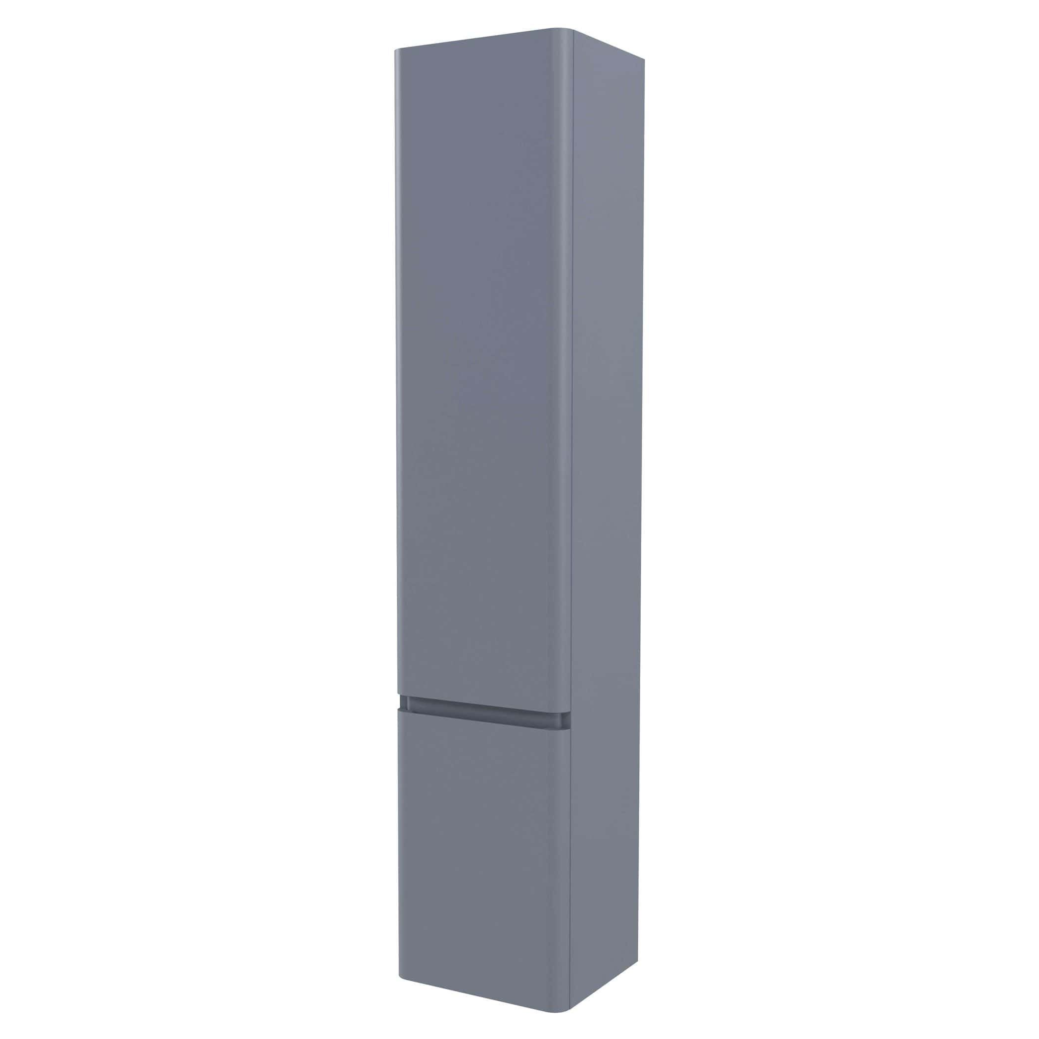 Sleek grey bathroom storage cabinet with a modern minimalist design, ideal for organising bathroom essentials and fitting seamlessly into contemporary bathroom interiors.