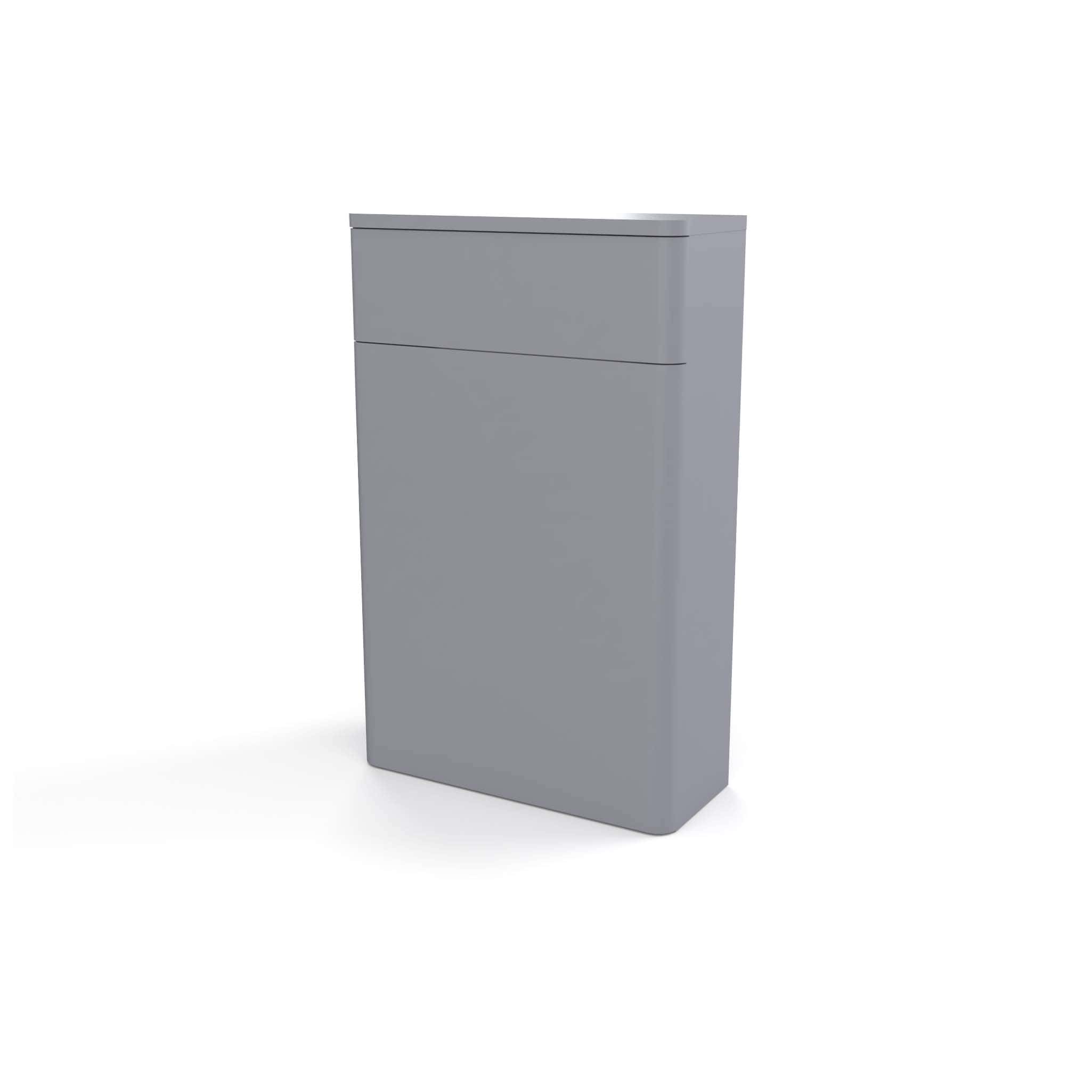 Sleek grey bathroom cabinet with modern design, ideal for bathroom storage solutions, featuring a top drawer and a door for discreet organisation, perfect for contemporary bathroom interiors.