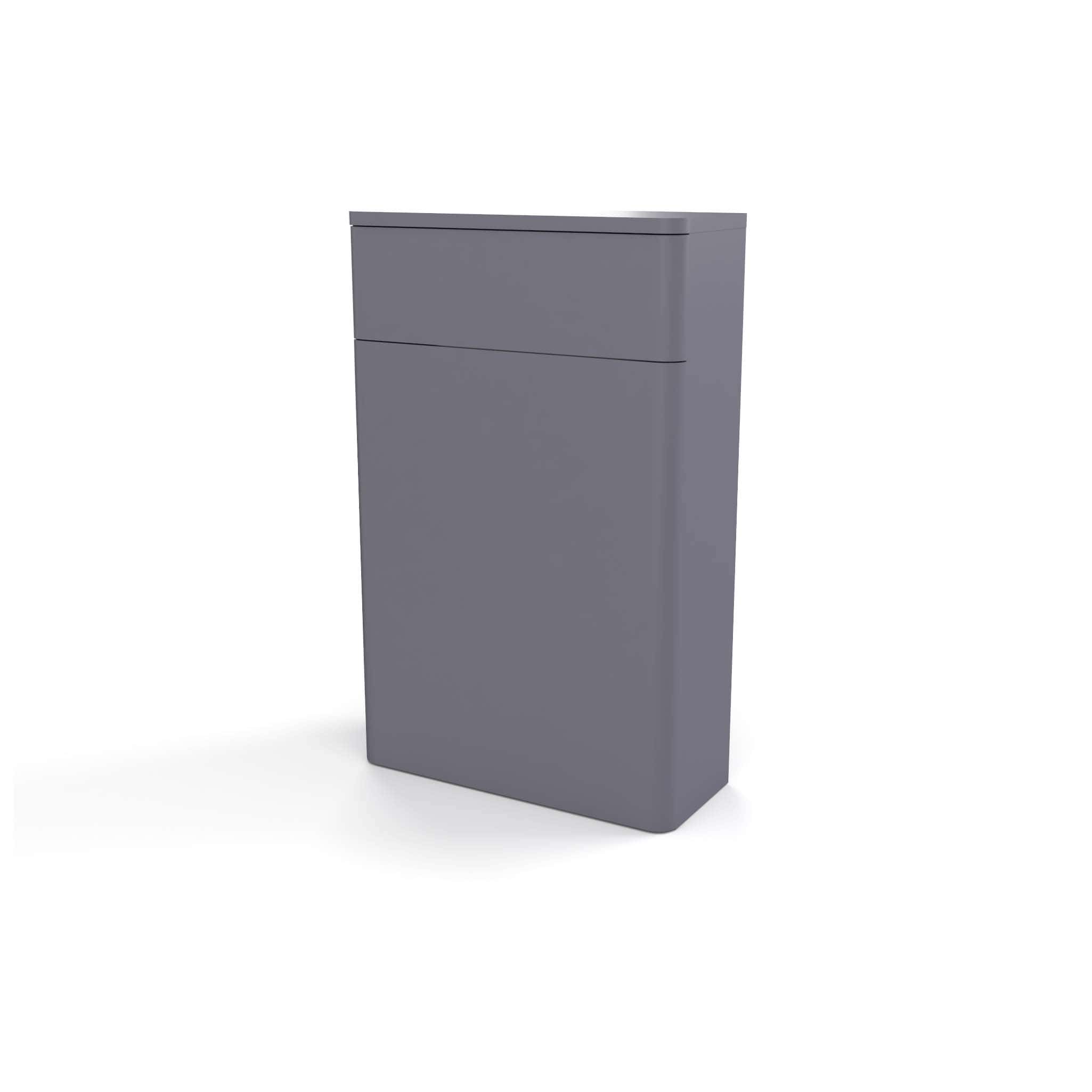 Modern grey bathroom storage cabinet with sleek design and ample space for bathroom essentials. Perfect for contemporary bathrooms looking for stylish organisation solutions.