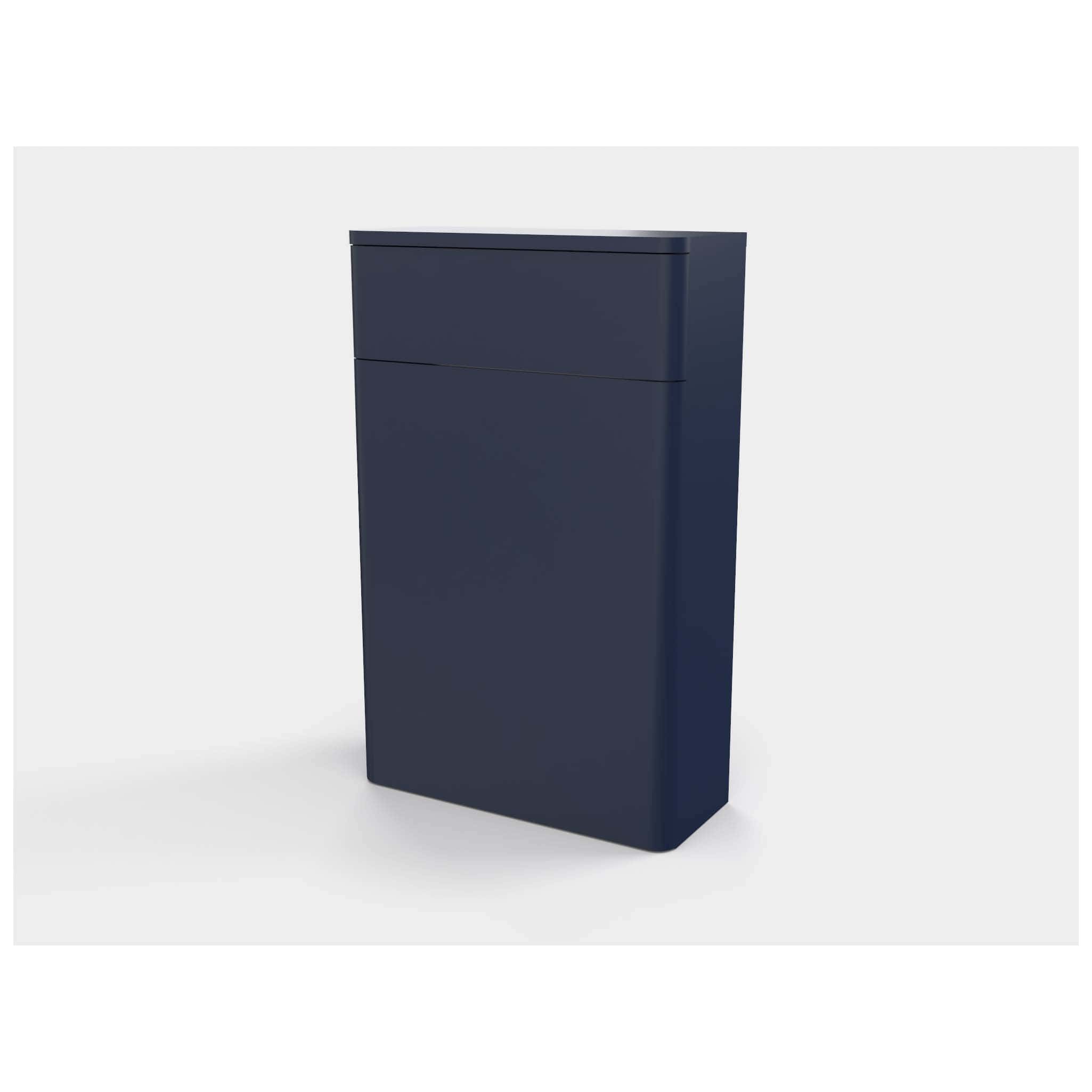 Modern navy blue bathroom storage cabinet with sleek drawer design, ideal for contemporary bathroom decor, offering ample space for essentials.