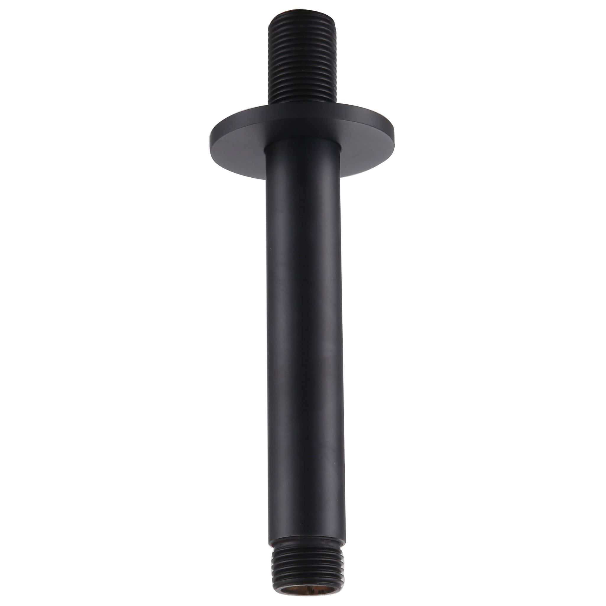 Black bathroom drain pipe with threaded ends, suitable for plumbing installations and bathroom renovation projects. Durable and versatile fitting for bath and sink drainage systems.