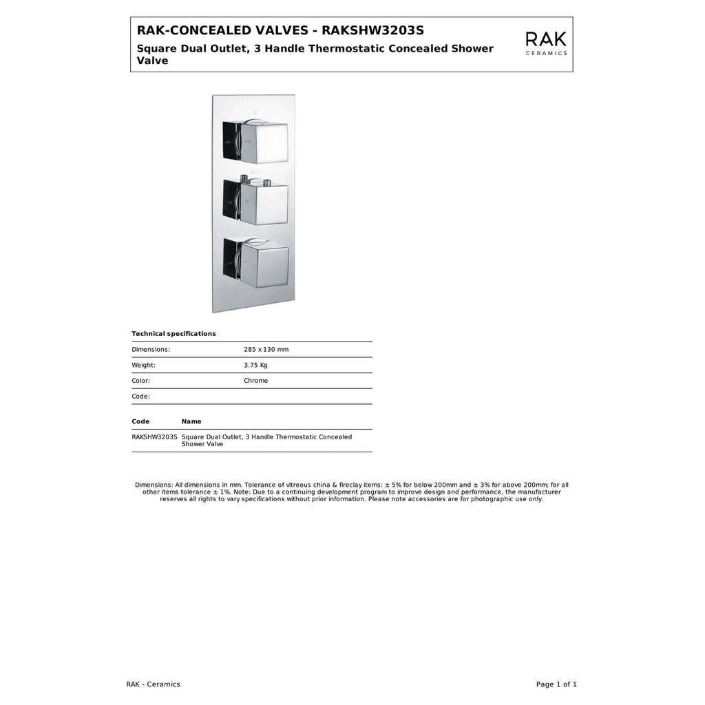 Square dual outlet chrome concealed shower valve with three handles and thermostatic control, ideal for modern bathroom installations.