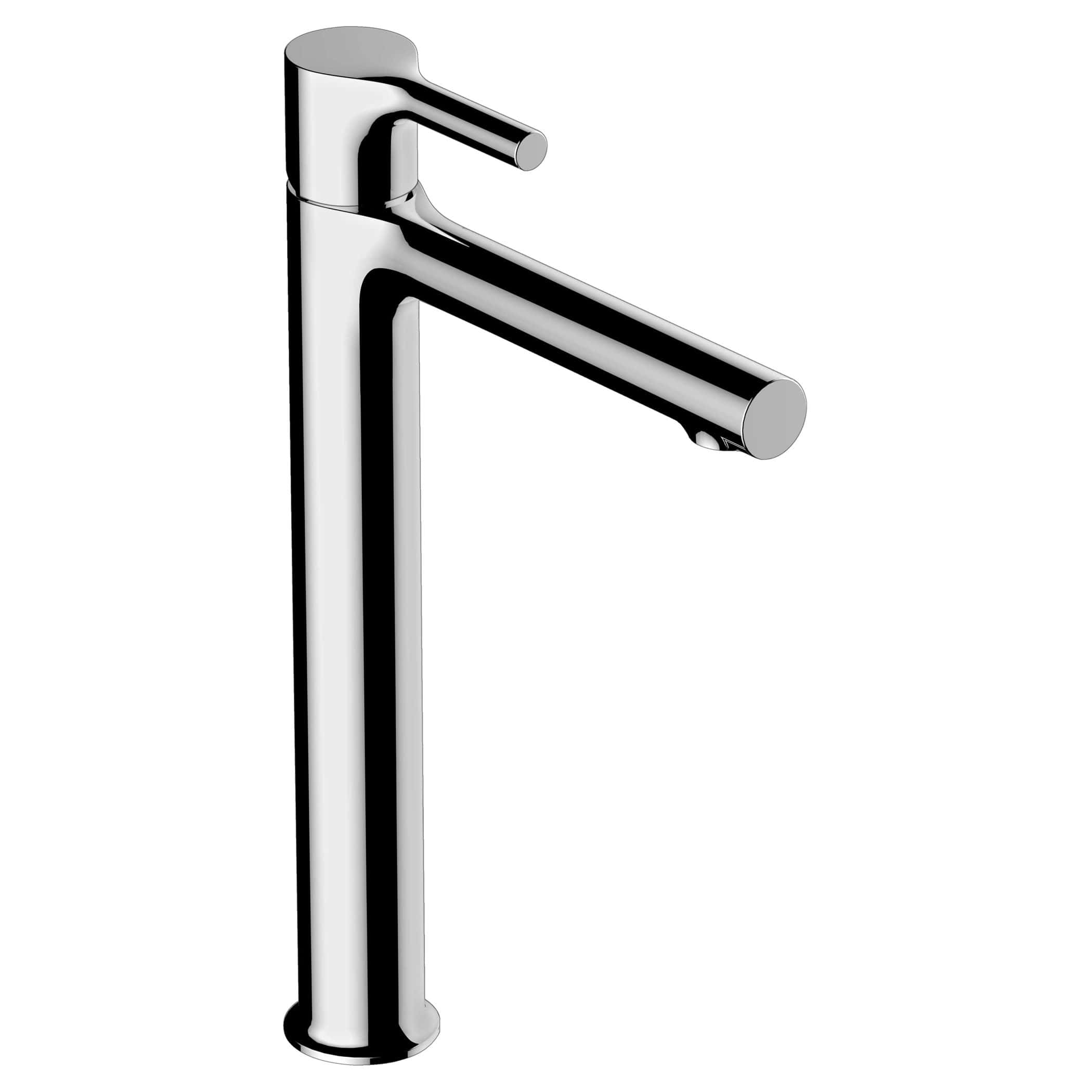 Brushed nickel bathroom sink tap with modern minimalist design, perfect for contemporary bathroom decor and high-quality fixtures.