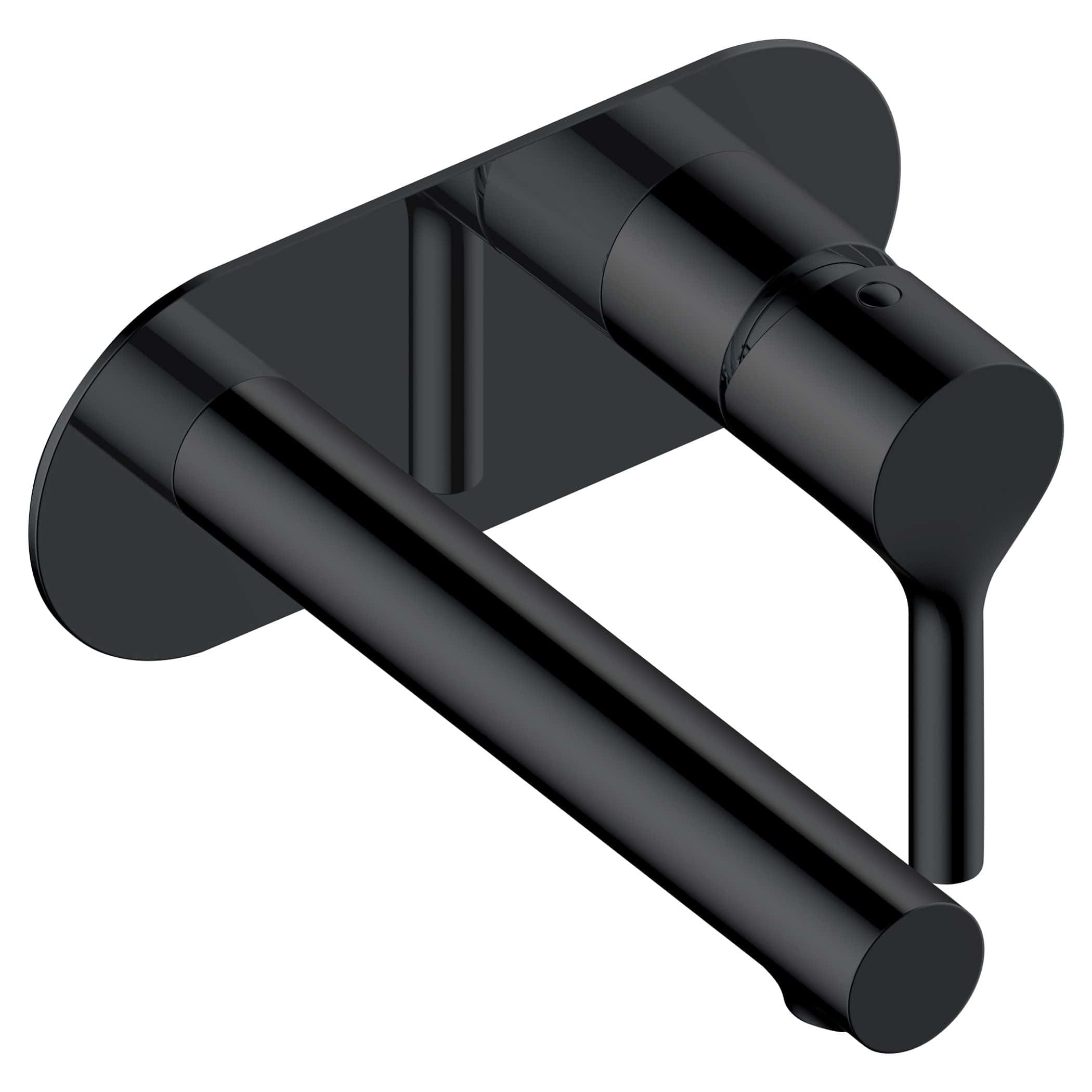 Sleek black wall-mounted bathroom towel rail with modern minimalist design, perfect for contemporary bathrooms and premium fixtures. Durable finish with smooth edges.