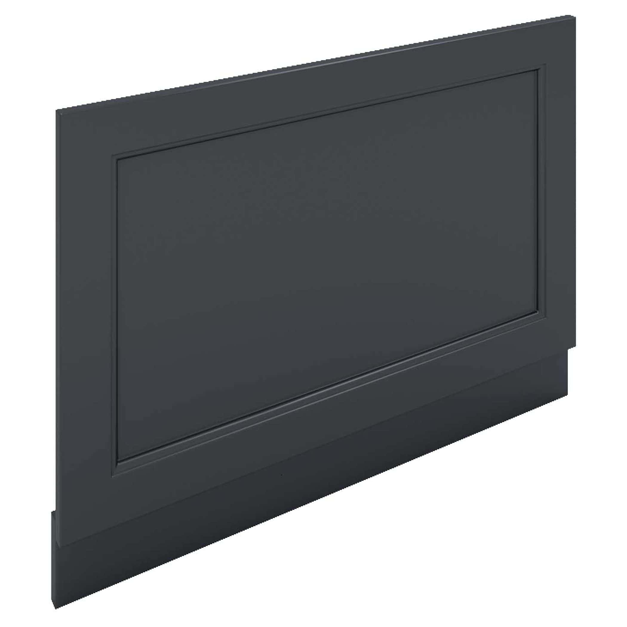 Sleek dark grey bathroom wall panel with elegant moulded frame, ideal for modern bathroom renovations and waterproof interior design solutions.