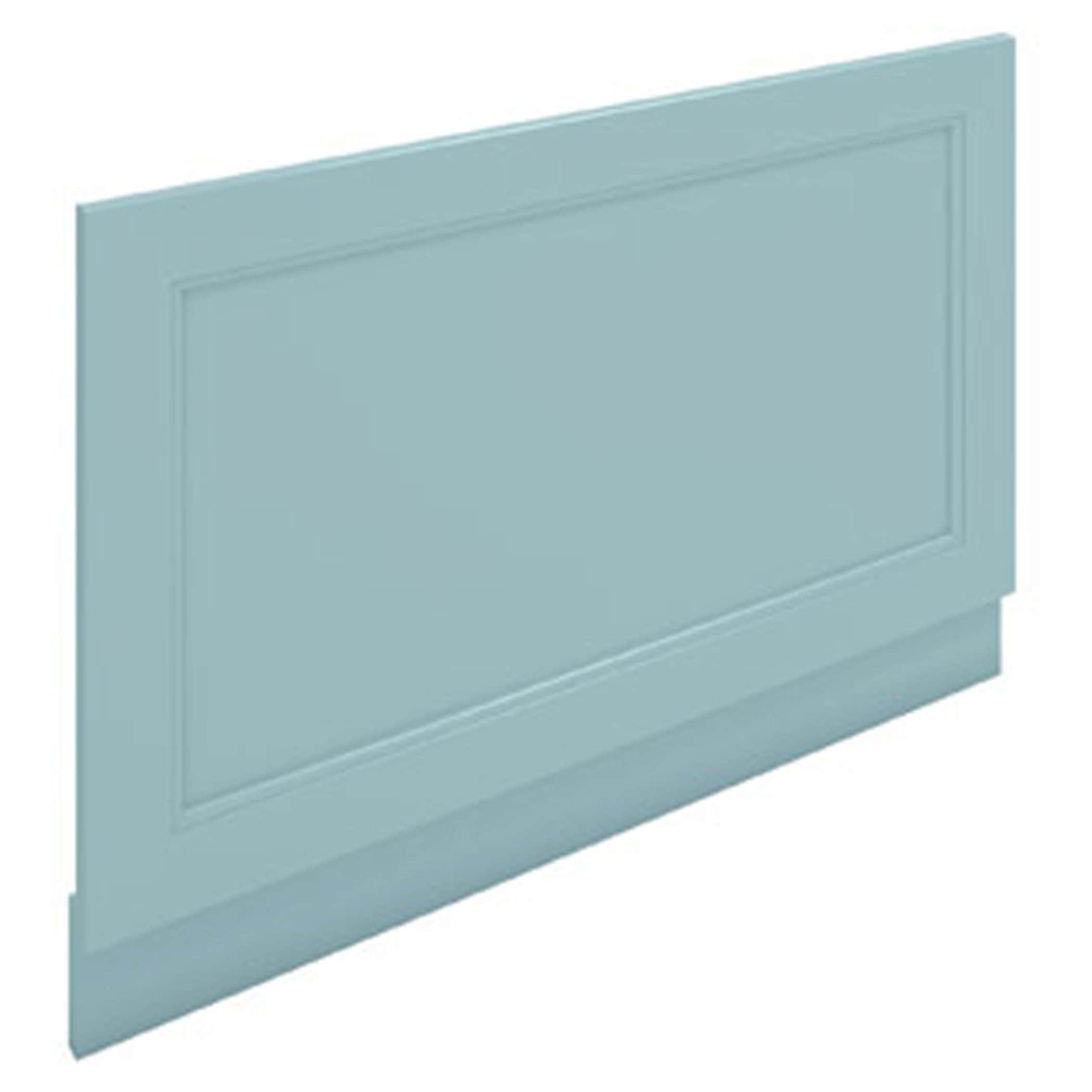 Bright blue bathroom cabinet door with classic recessed panel design, perfect for modern and traditional bathrooms, adding style and functionality to bathroom storage.