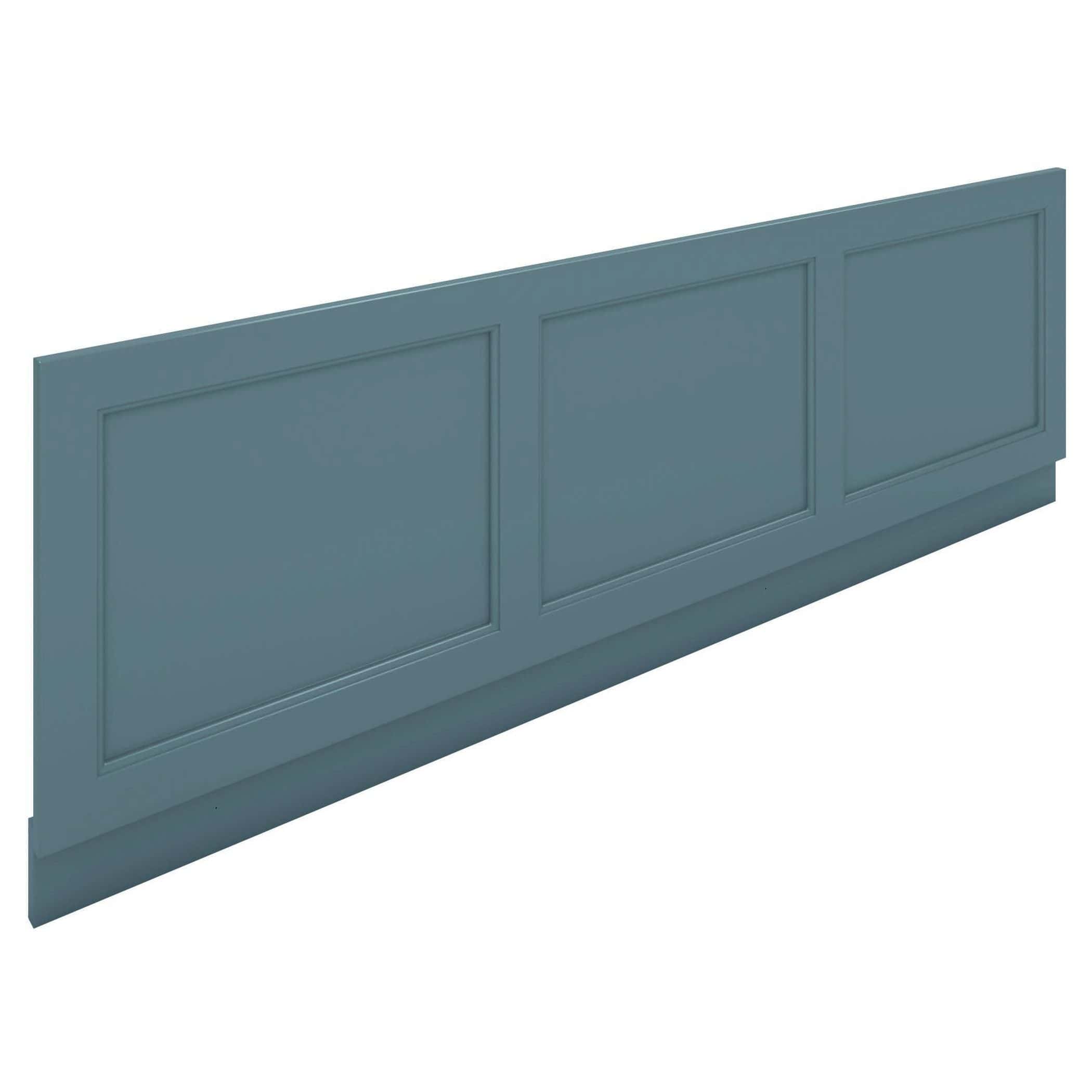 Blue bathroom cabinet with three panel doors, ideal for bathroom storage and organisation, featuring a sleek matte finish and minimalist design. Perfect for modern bathroom interiors.