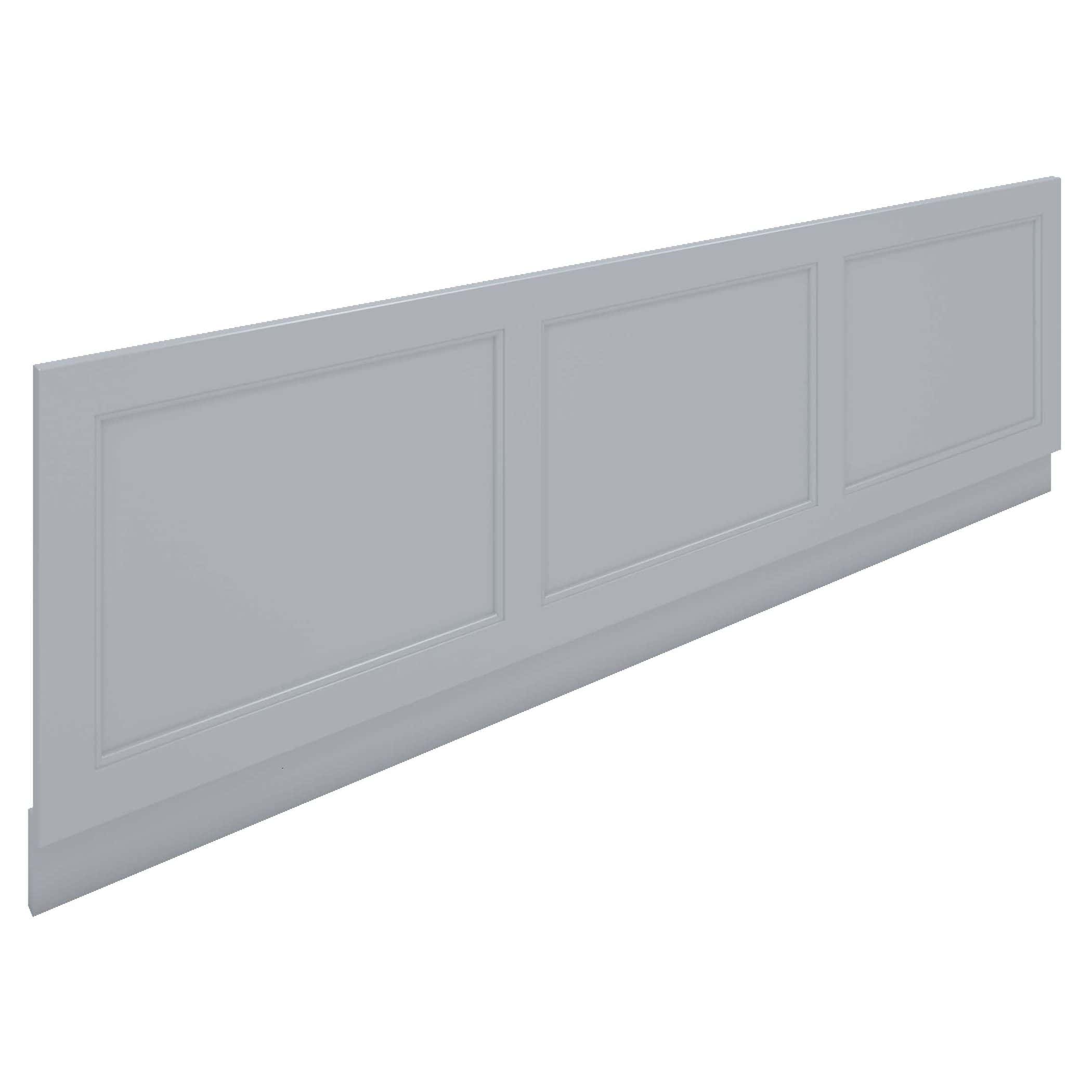 Light grey decorative bathroom panel with classic raised rectangular framed details for a stylish bathroom upgrade.