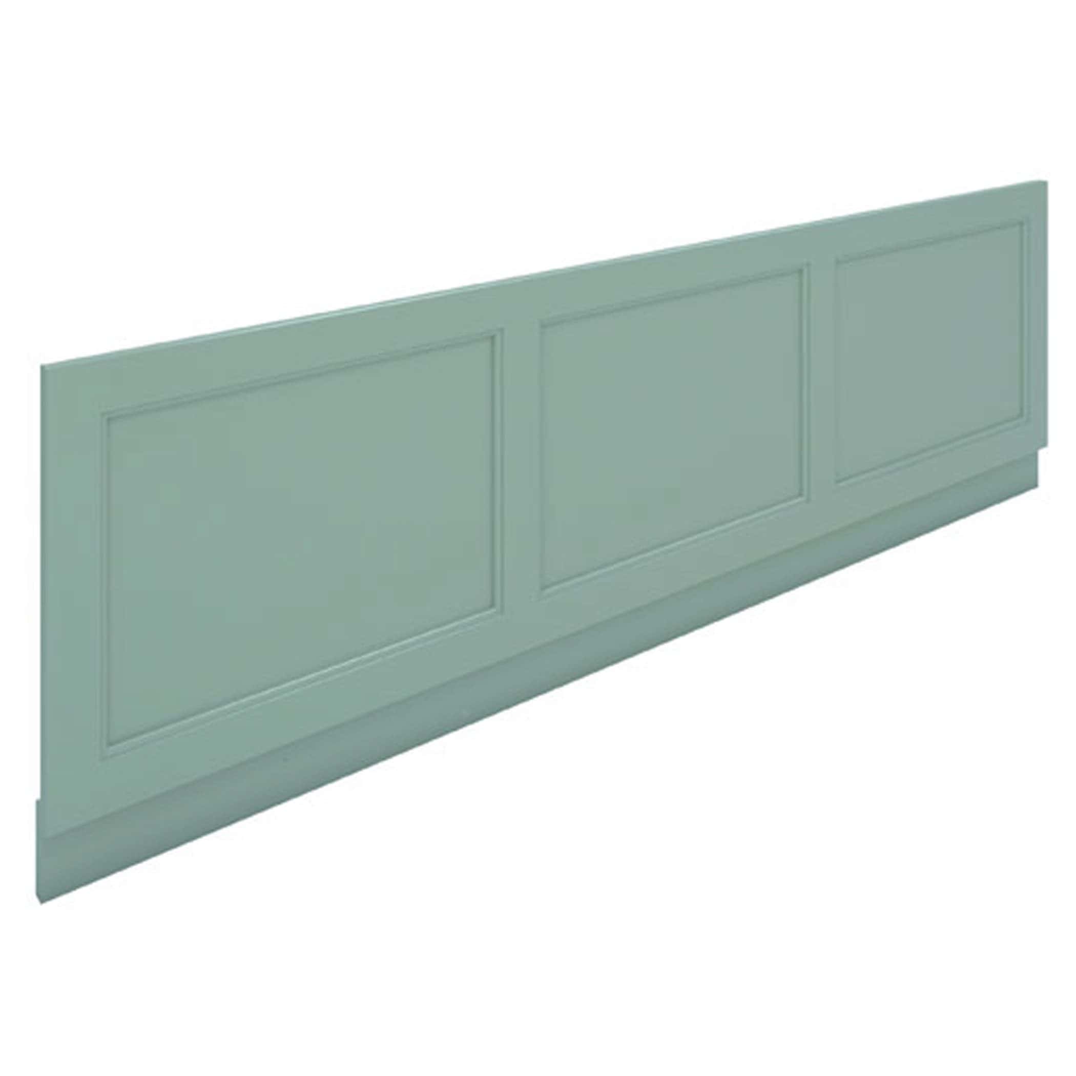 Light green bathroom wainscoting panel with classic rectangular inset design, perfect for stylish bathroom wall decor and renovation projects.