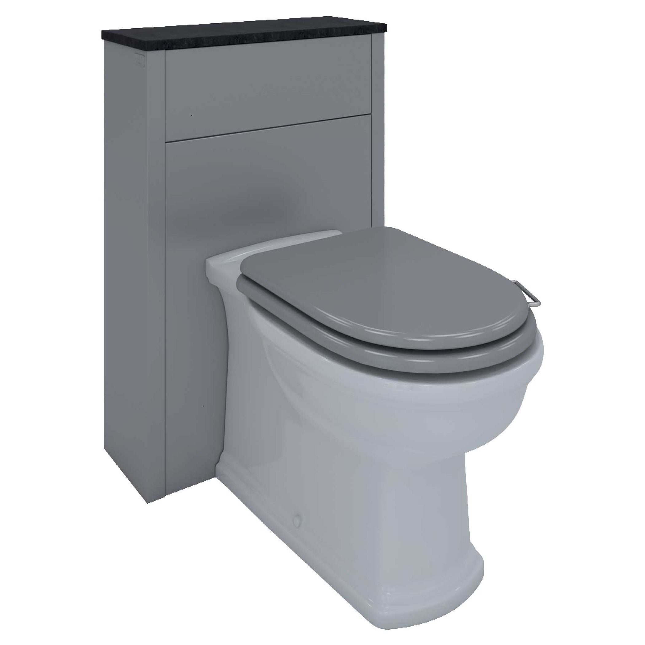 Toilet with built-in bathroom cabinetry and modern design.
