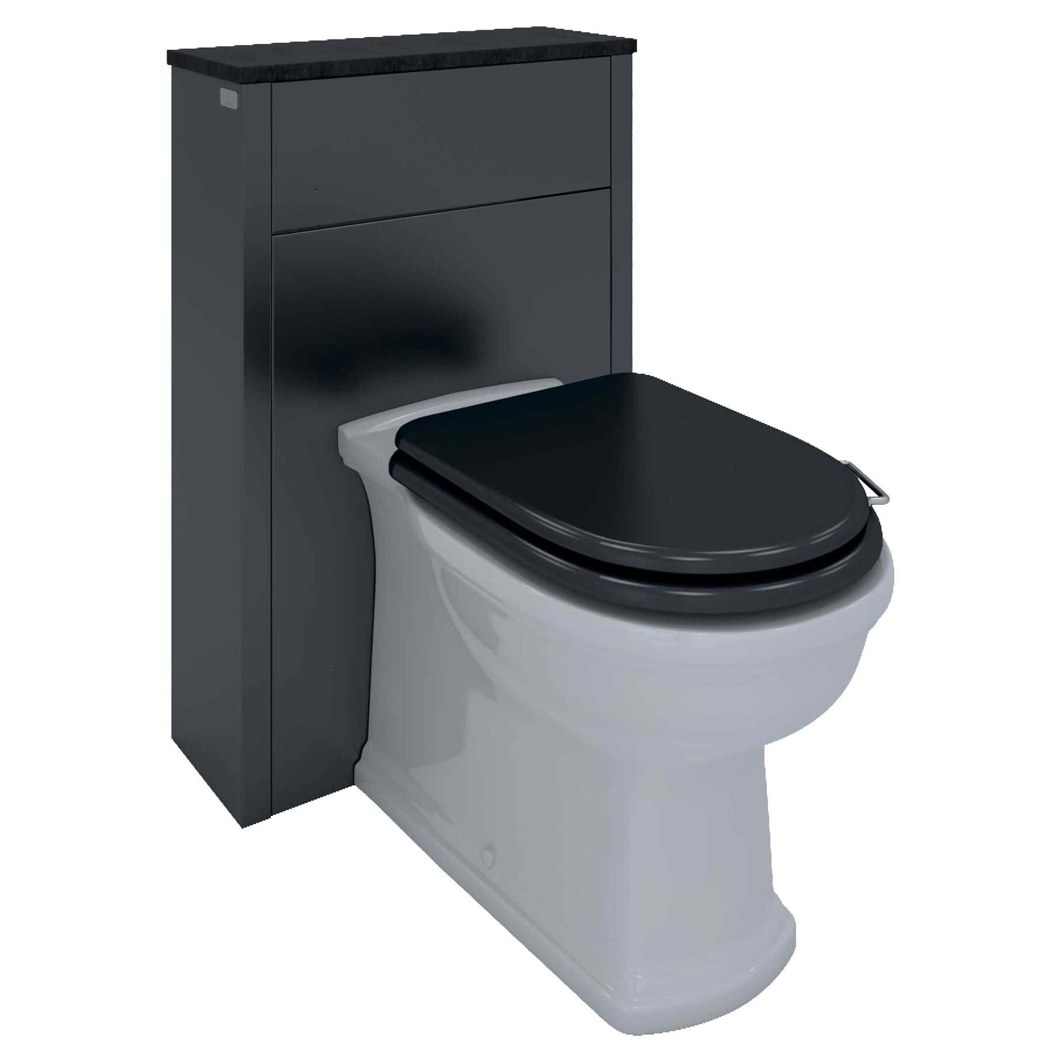 Black and white modern toilet with built-in cistern from Bubly Bathrooms UK. Stylish bathroom fixtures for contemporary toilet installations.