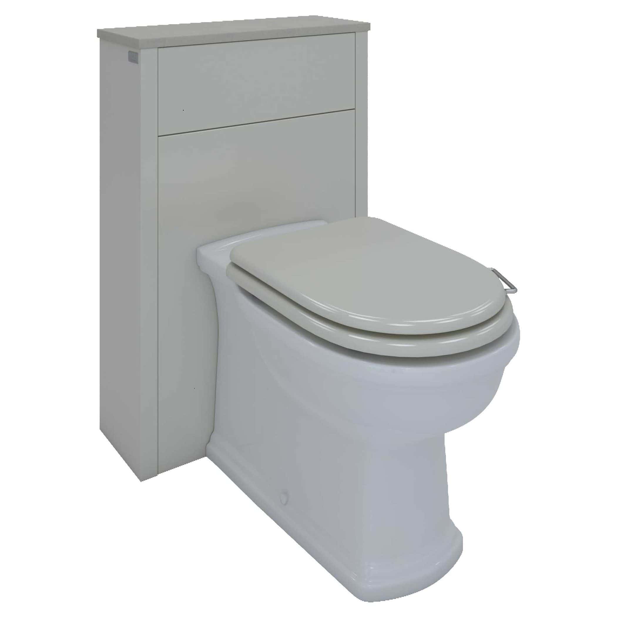 Toilet with integrated bathroom furniture and flush system, modern and compact design for bathroom spaces. Perfect for residential or commercial bathroom renovation projects.