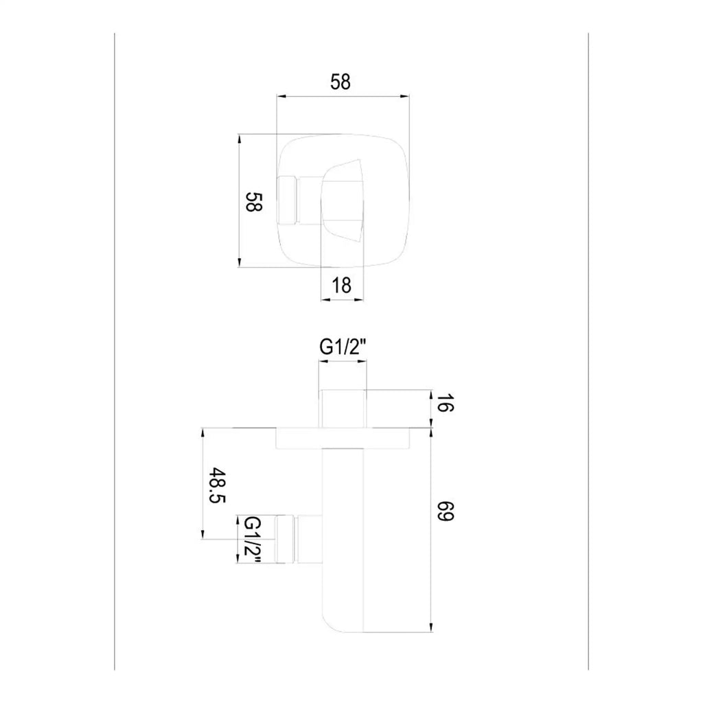High-resolution technical drawing of Bubly Bathrooms fixtures with precise measurements for bathroom installation and renovation projects, highlighting modern bathroom design and plumbing specifications.