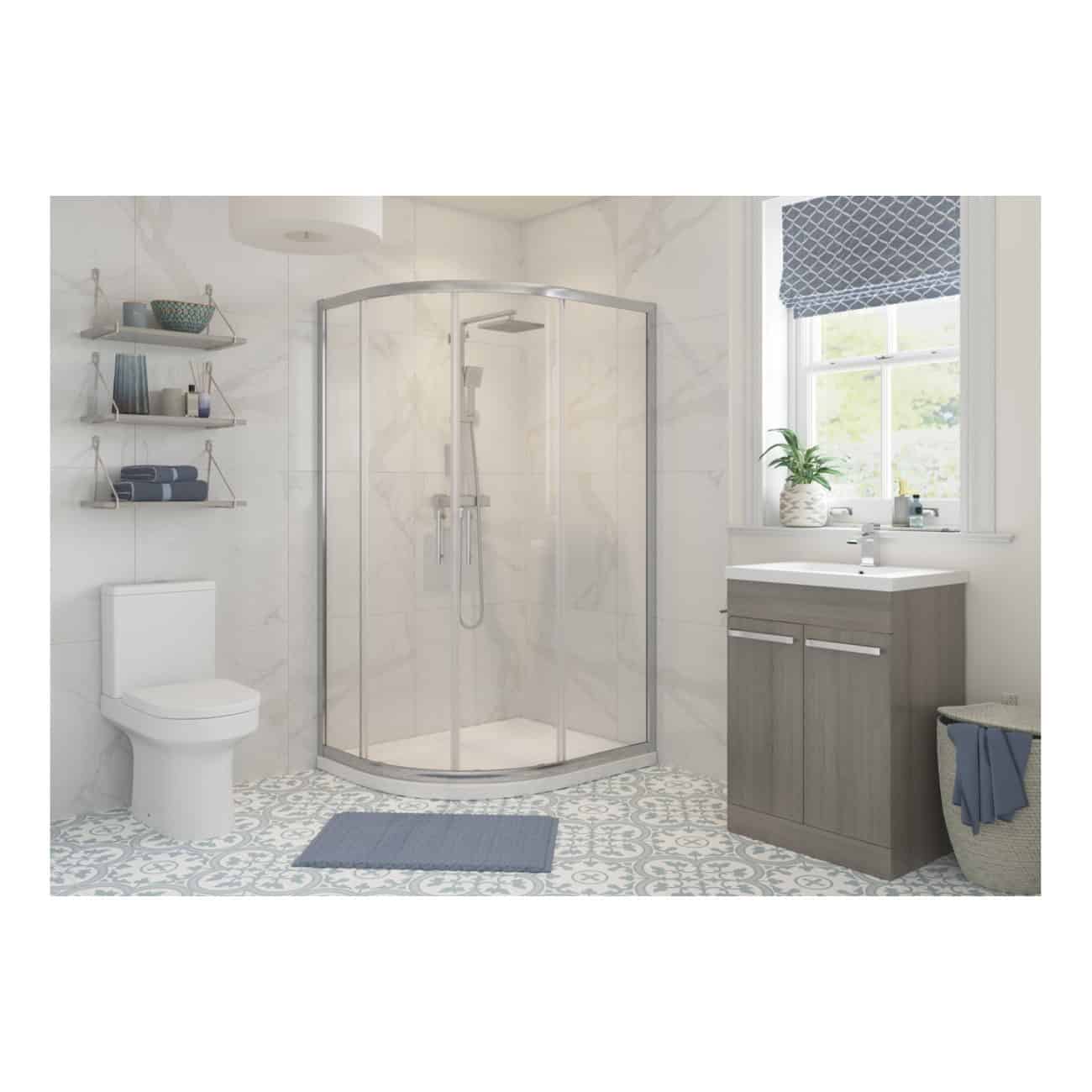 Velano Novara 2 Door Offset Quadrant Shower Enclosure - 6mm Glass - Chrome