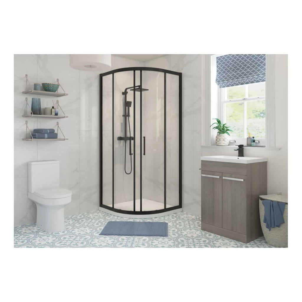 Velano Novara 2 Door Quadrant Shower Enclosure - 6mm Glass - Black