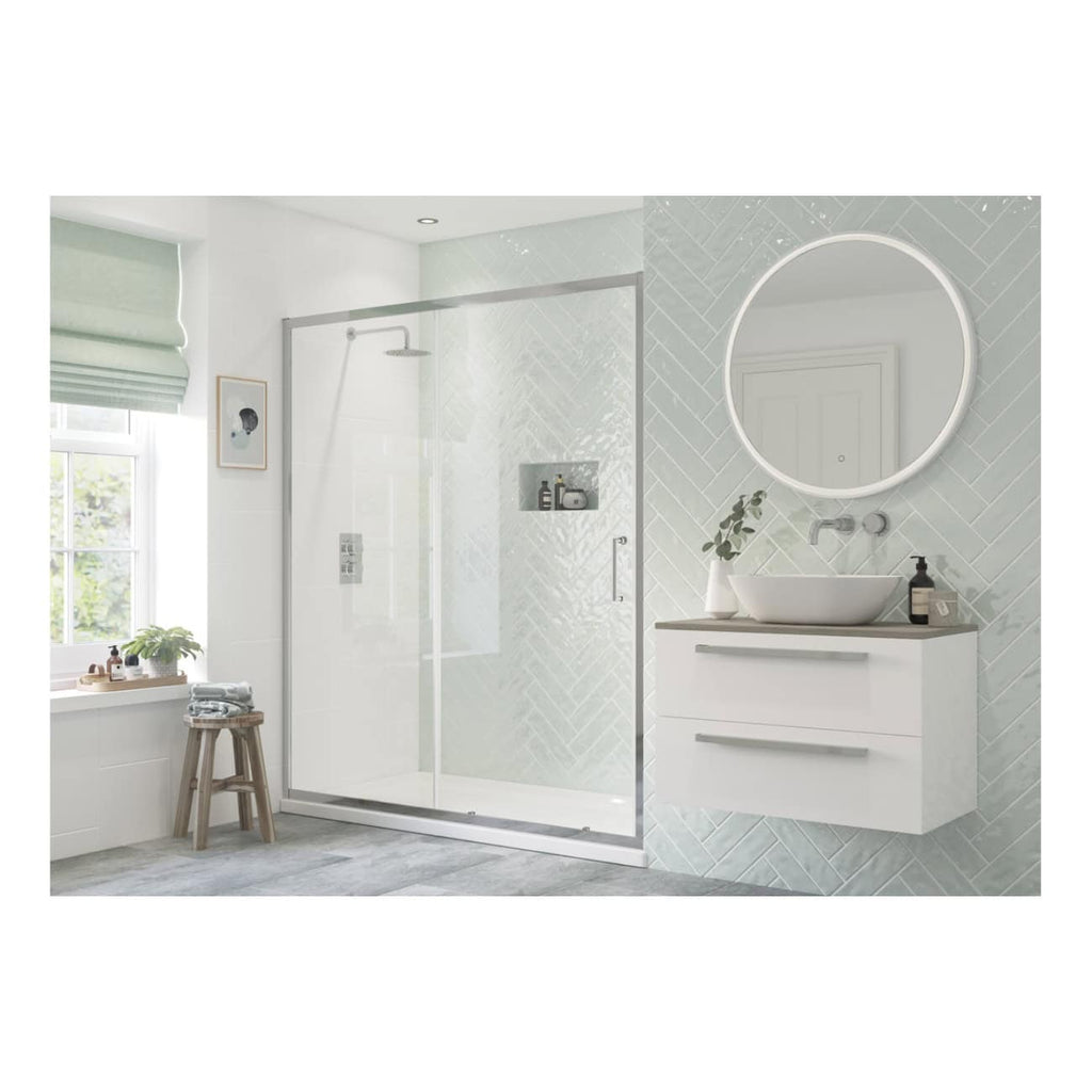 Velano Cresta Recessed Sliding Shower Door - Chrome