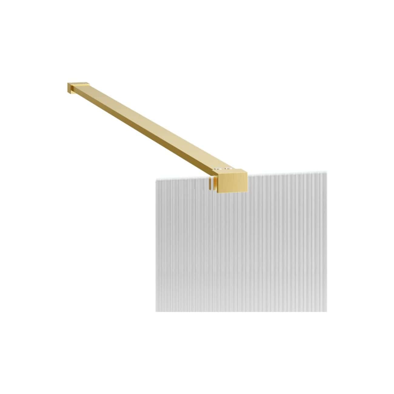 Sleek modern bathroom radiator with gold finish and textured white panel for contemporary bathroom decor. Perfect for heating and adding style to luxury bathrooms.